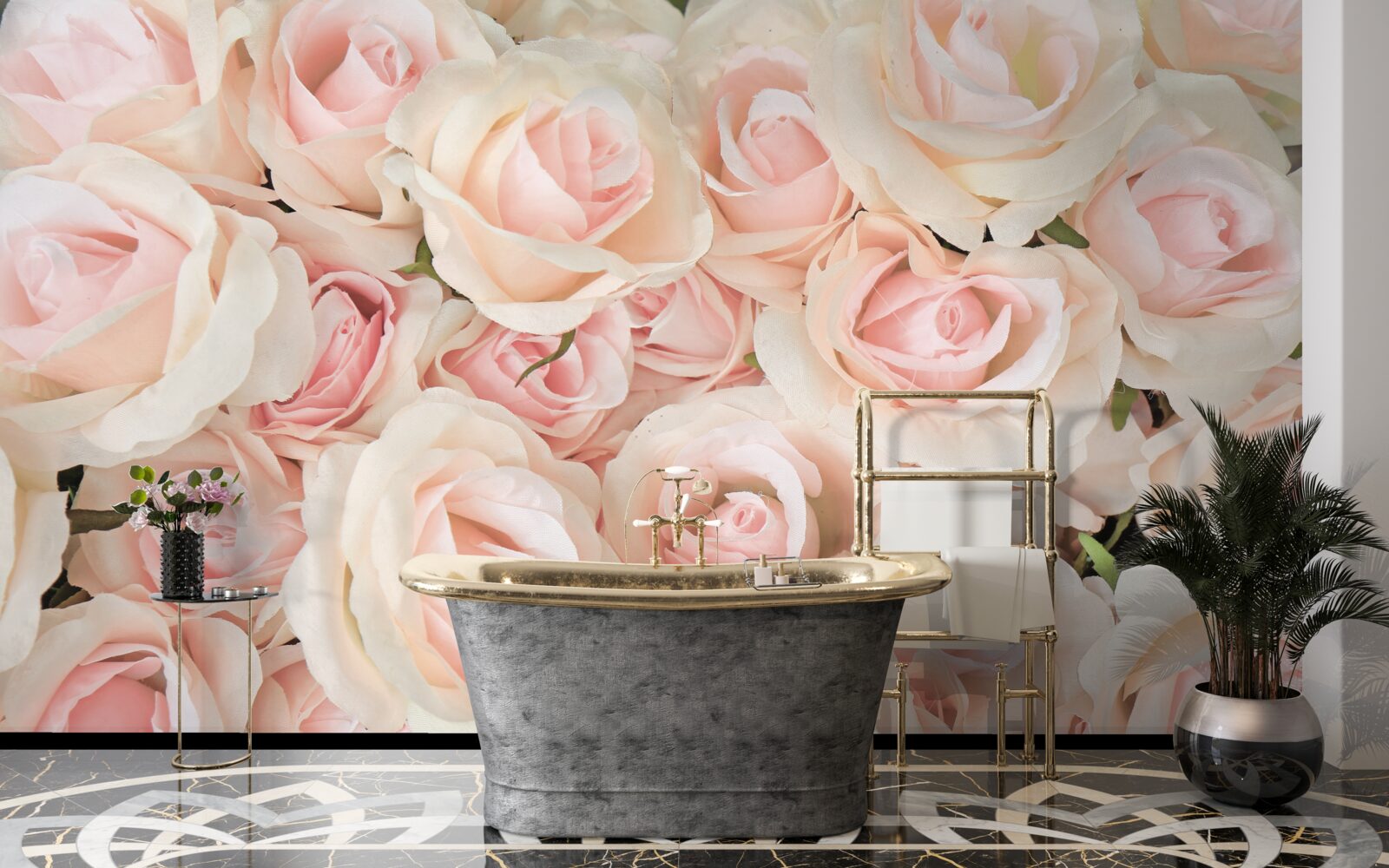 Fototapeta veľa jemných ružových ruží