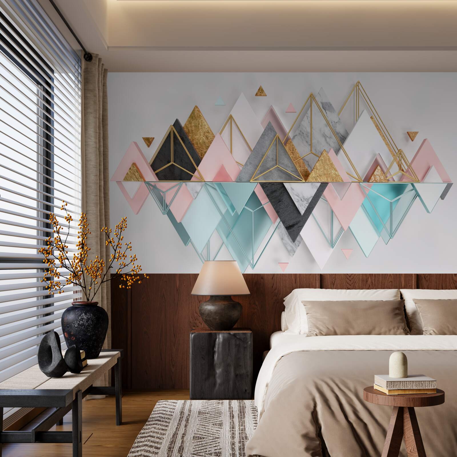 Fototapeta abstraktné obrázky vo forme viacfarebných trojuholníkov