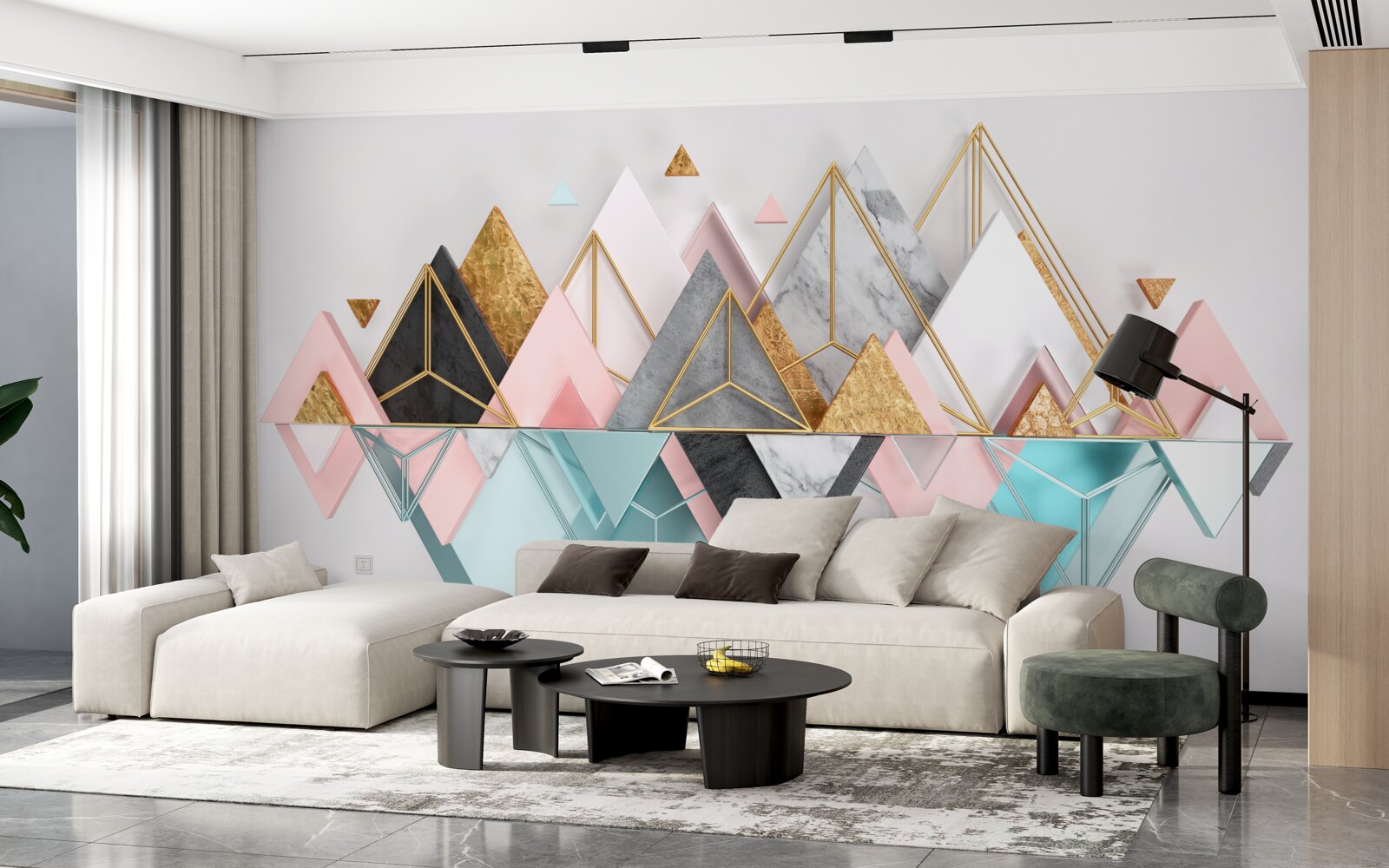 Fototapeta abstraktné obrázky vo forme viacfarebných trojuholníkov