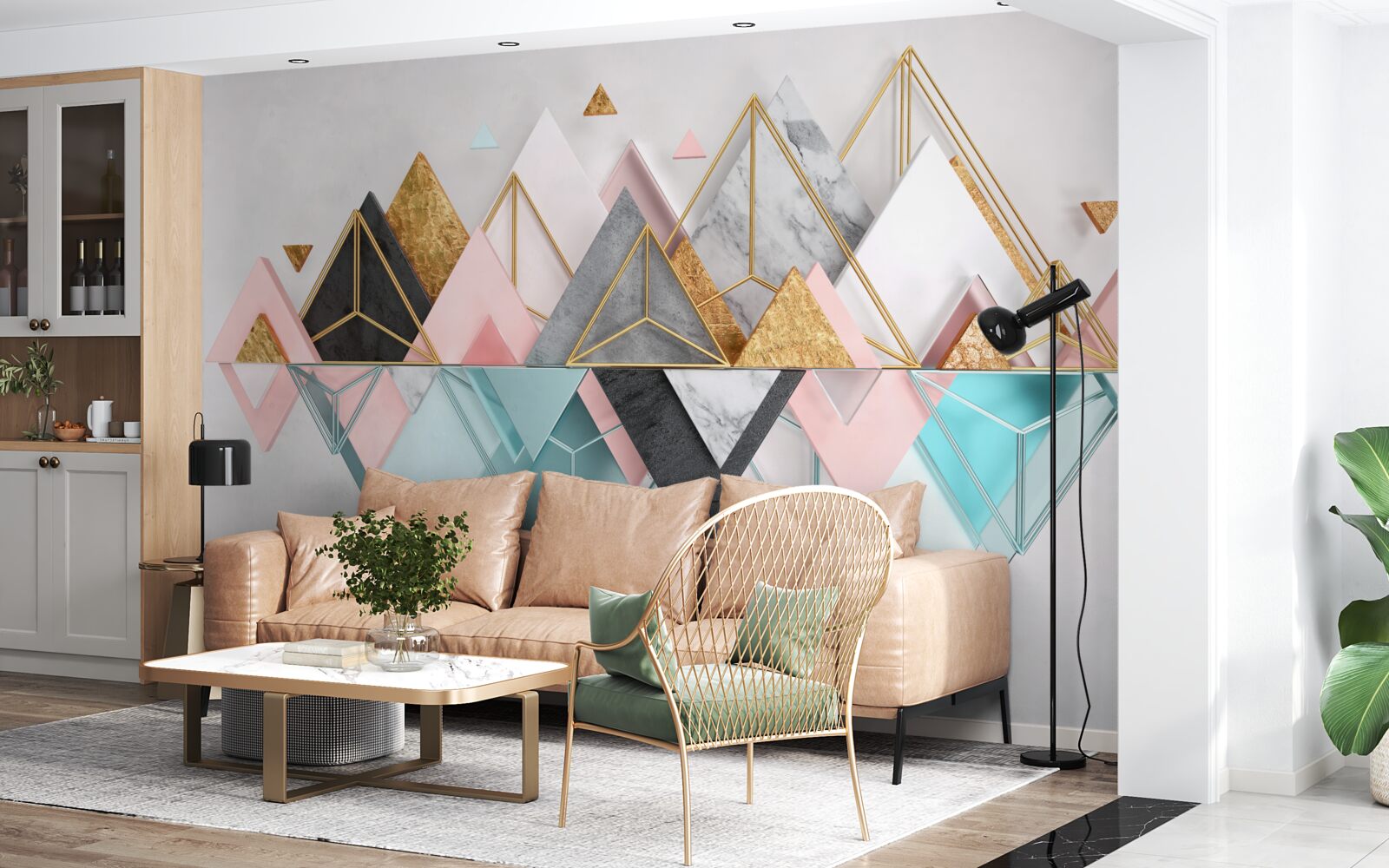 Fototapeta abstraktné obrázky vo forme viacfarebných trojuholníkov