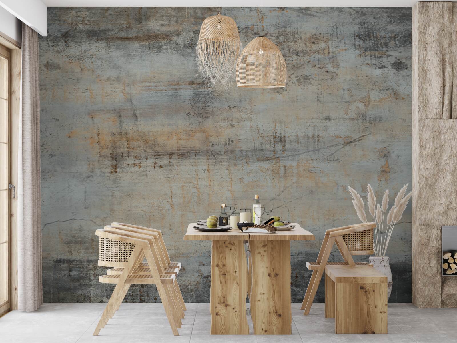 Fototapeta sivá stena, poškodená časom