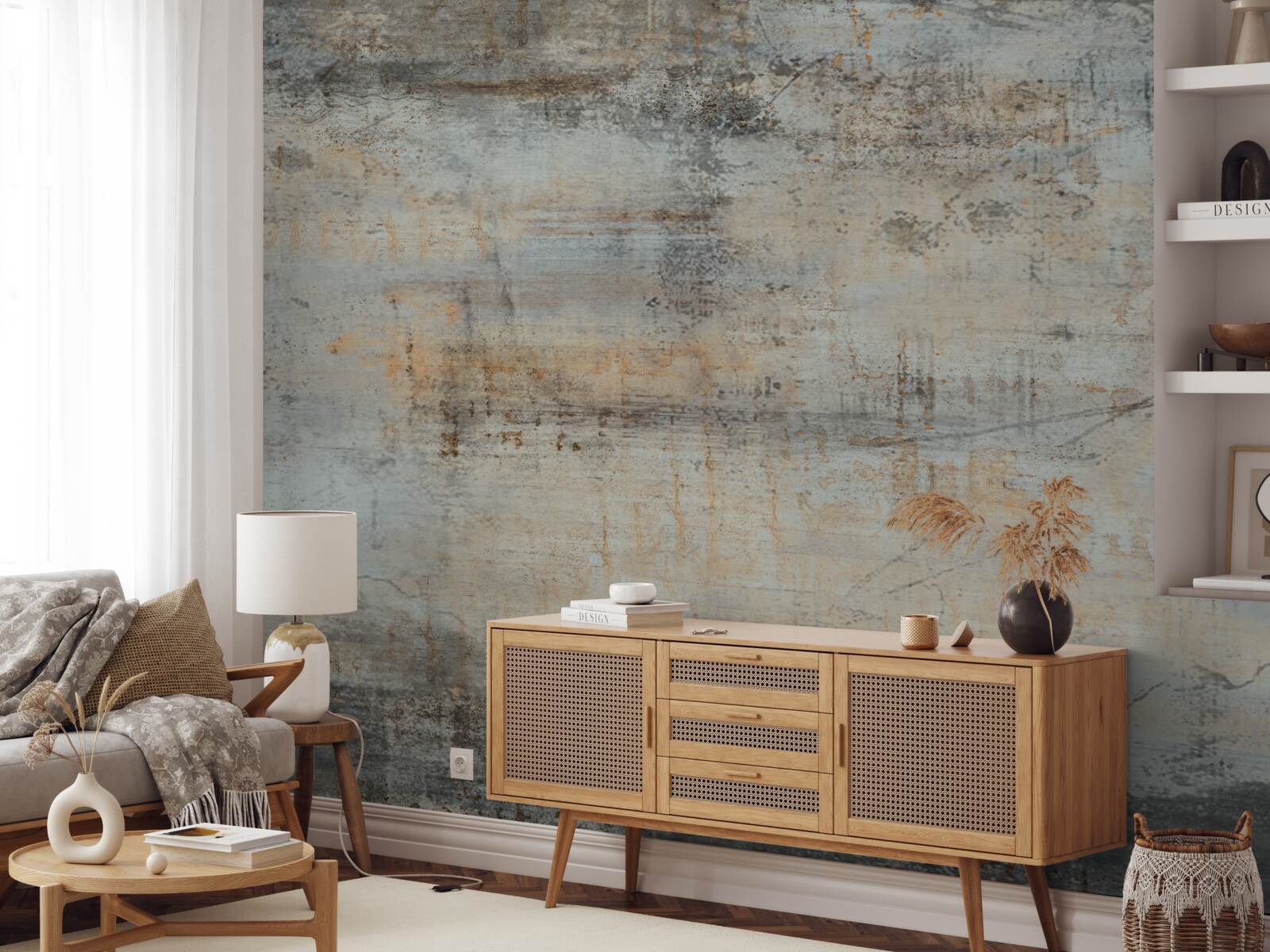 Fototapeta sivá stena, poškodená časom