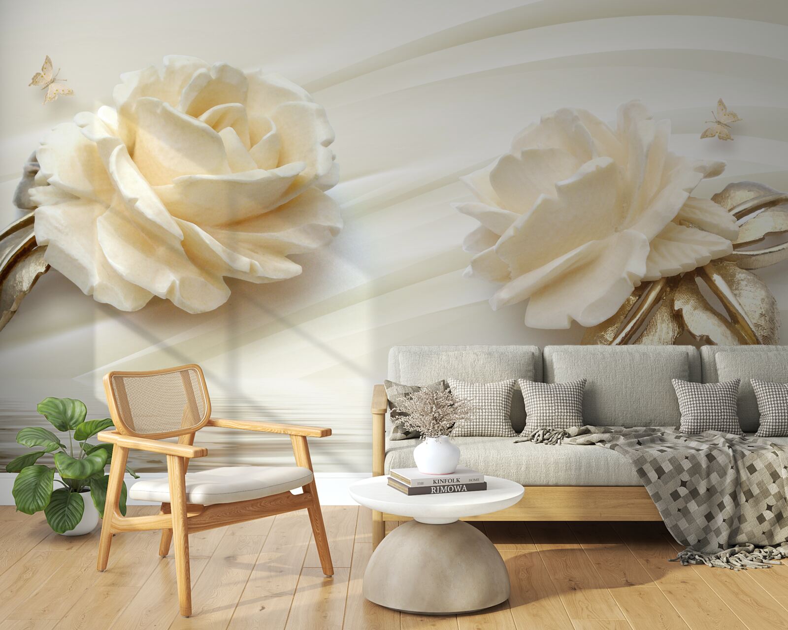 Fototapeta dva veľké béžové kvety ruže