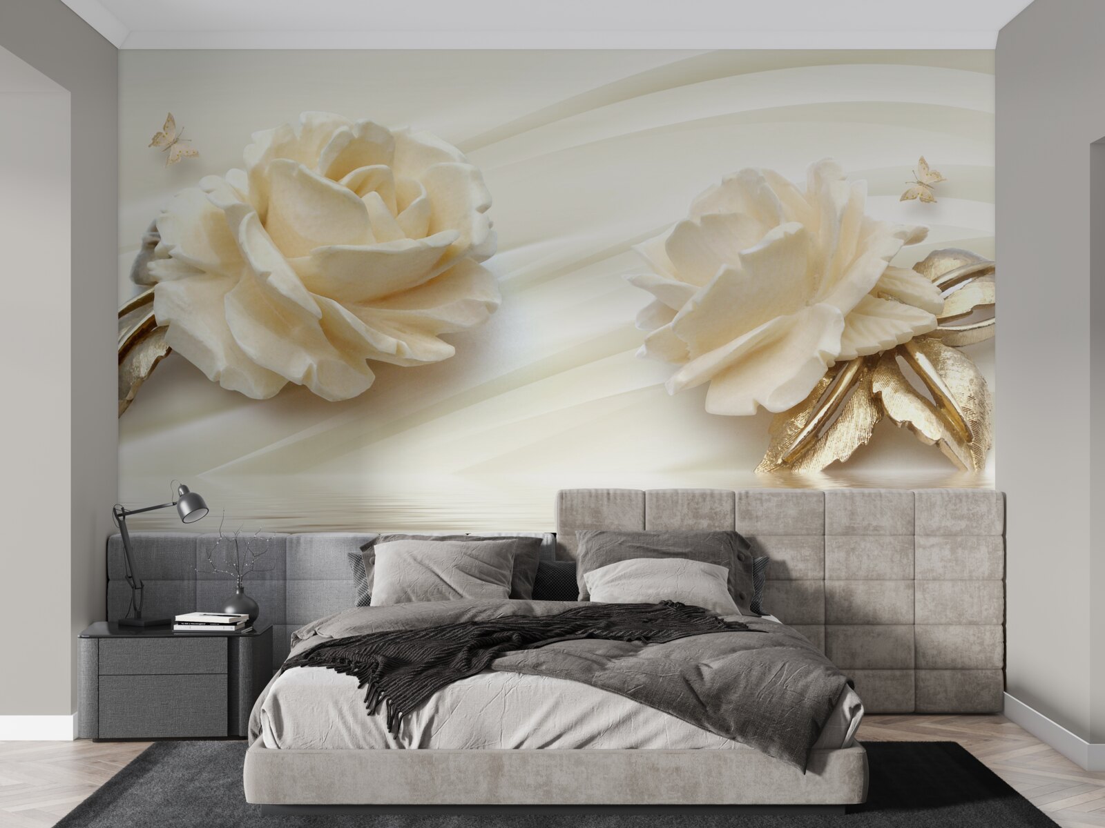 Fototapeta dva veľké béžové kvety ruže