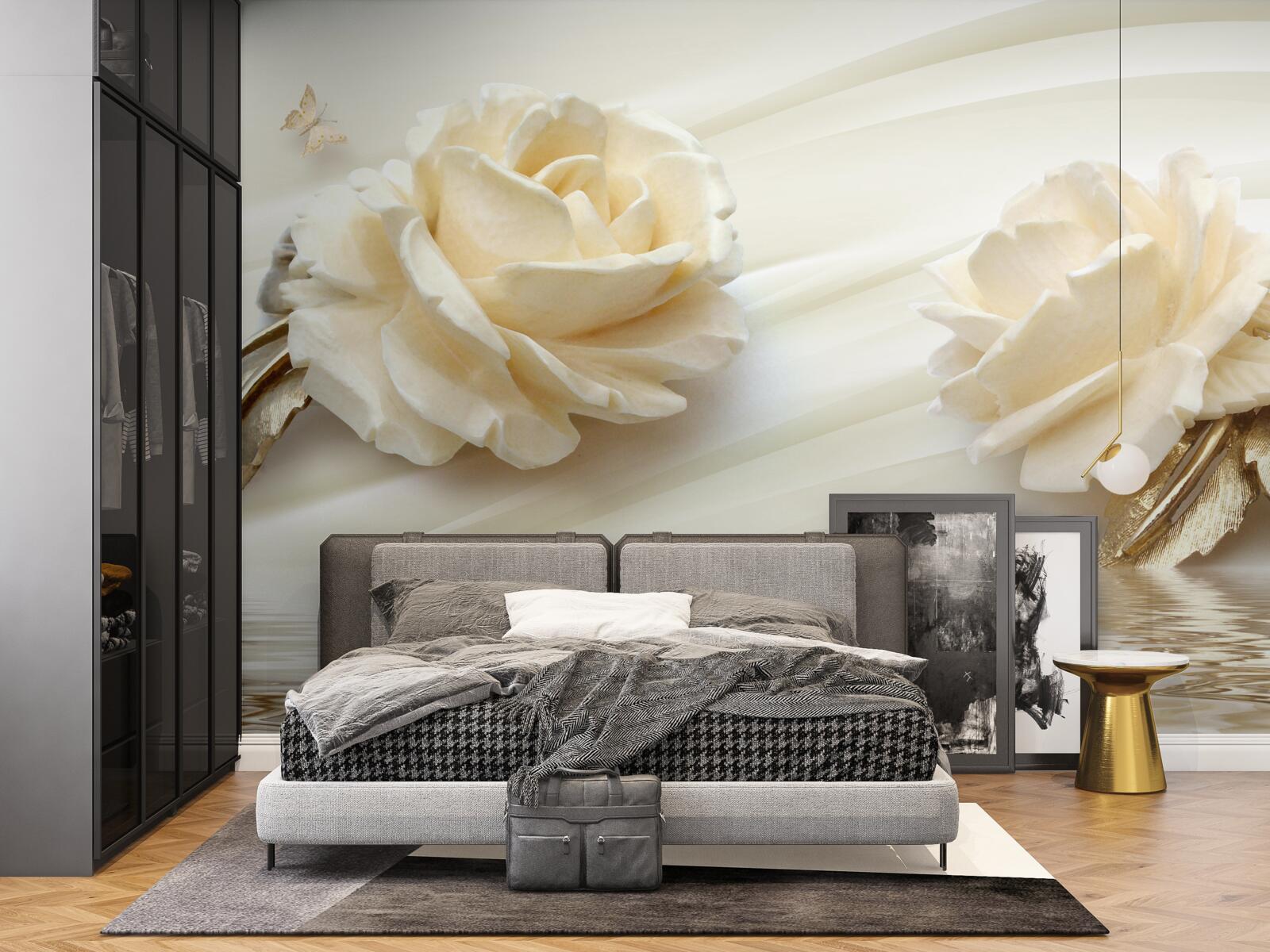 Fototapeta dva veľké béžové kvety ruže