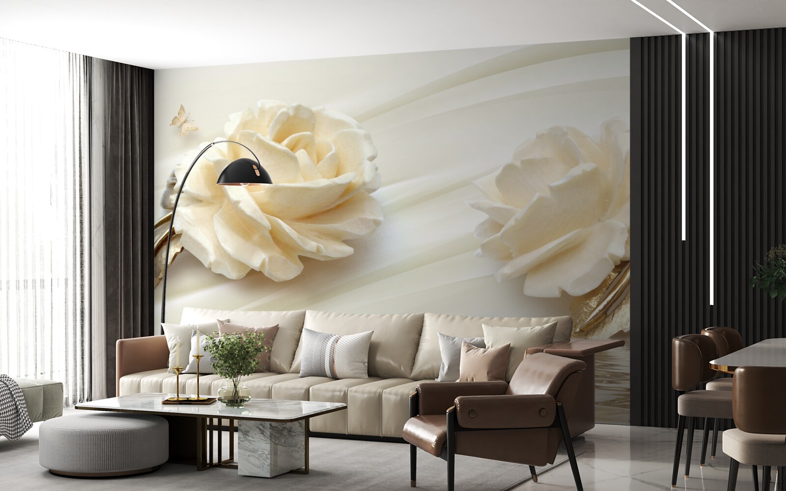 Fototapeta dva veľké béžové kvety ruže