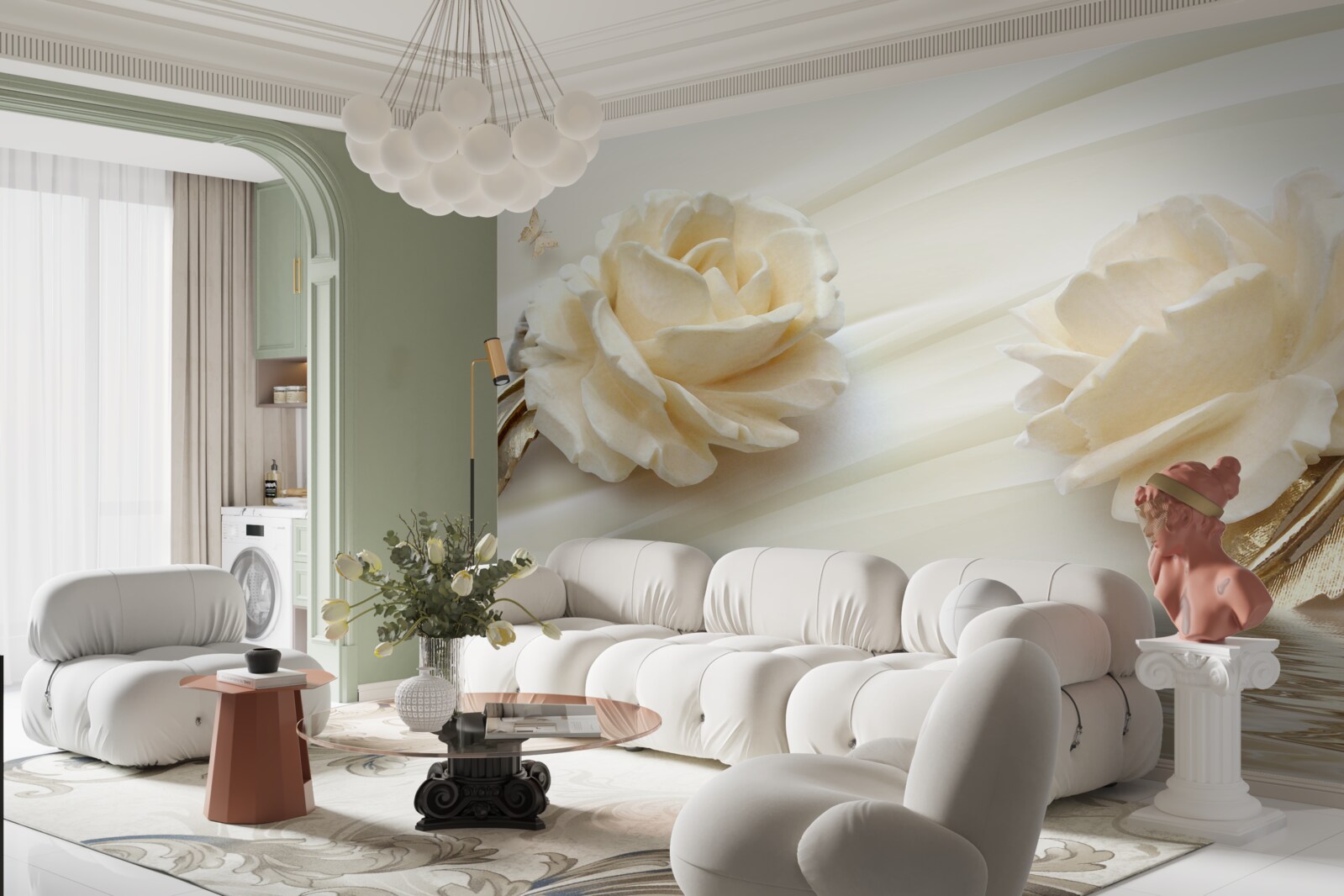 Fototapeta dva veľké béžové kvety ruže