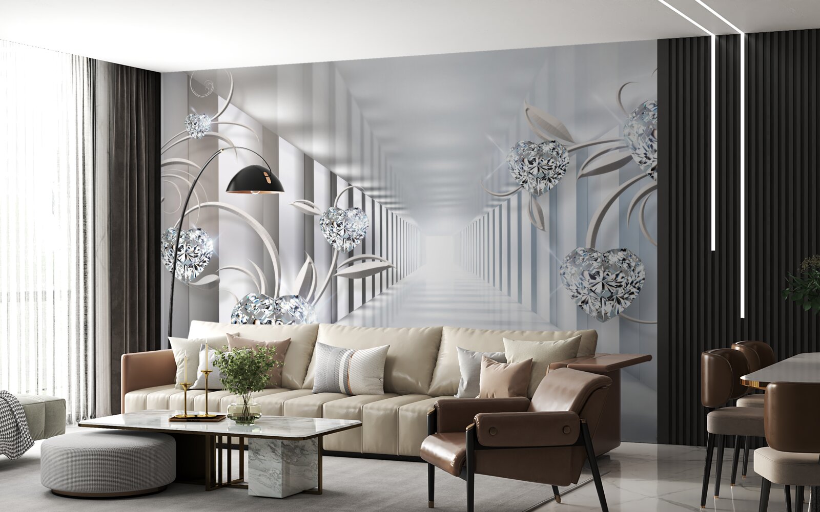 Fototapeta nemenný biely, nekonečný priechod