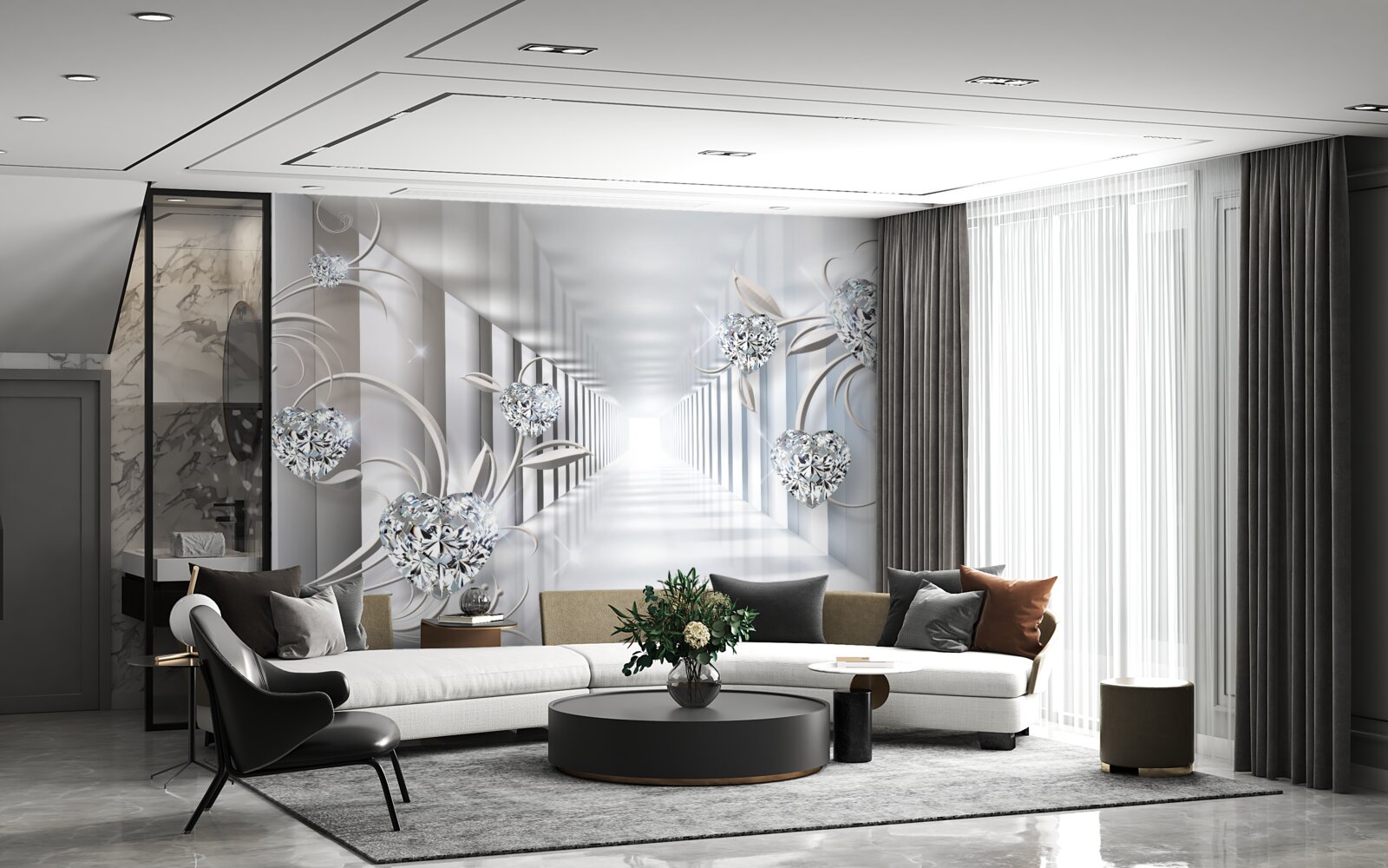 Fototapeta nemenný biely, nekonečný priechod