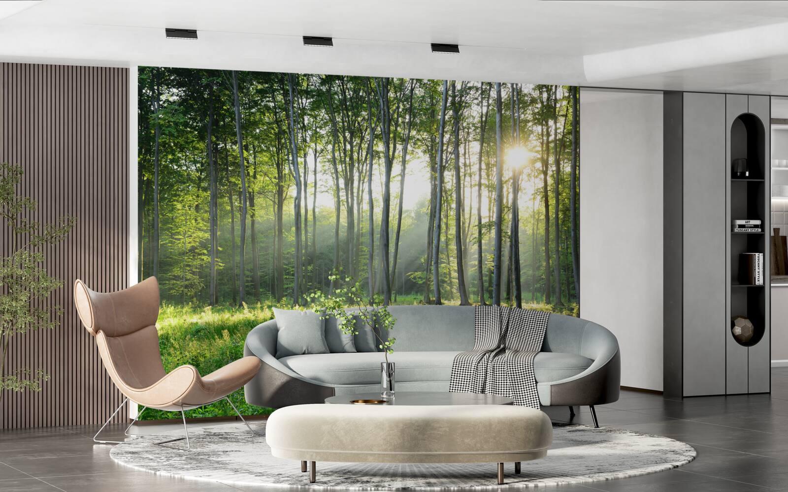 Fototapeta miesto v prírode s výhľadom na ranné slnko v lese