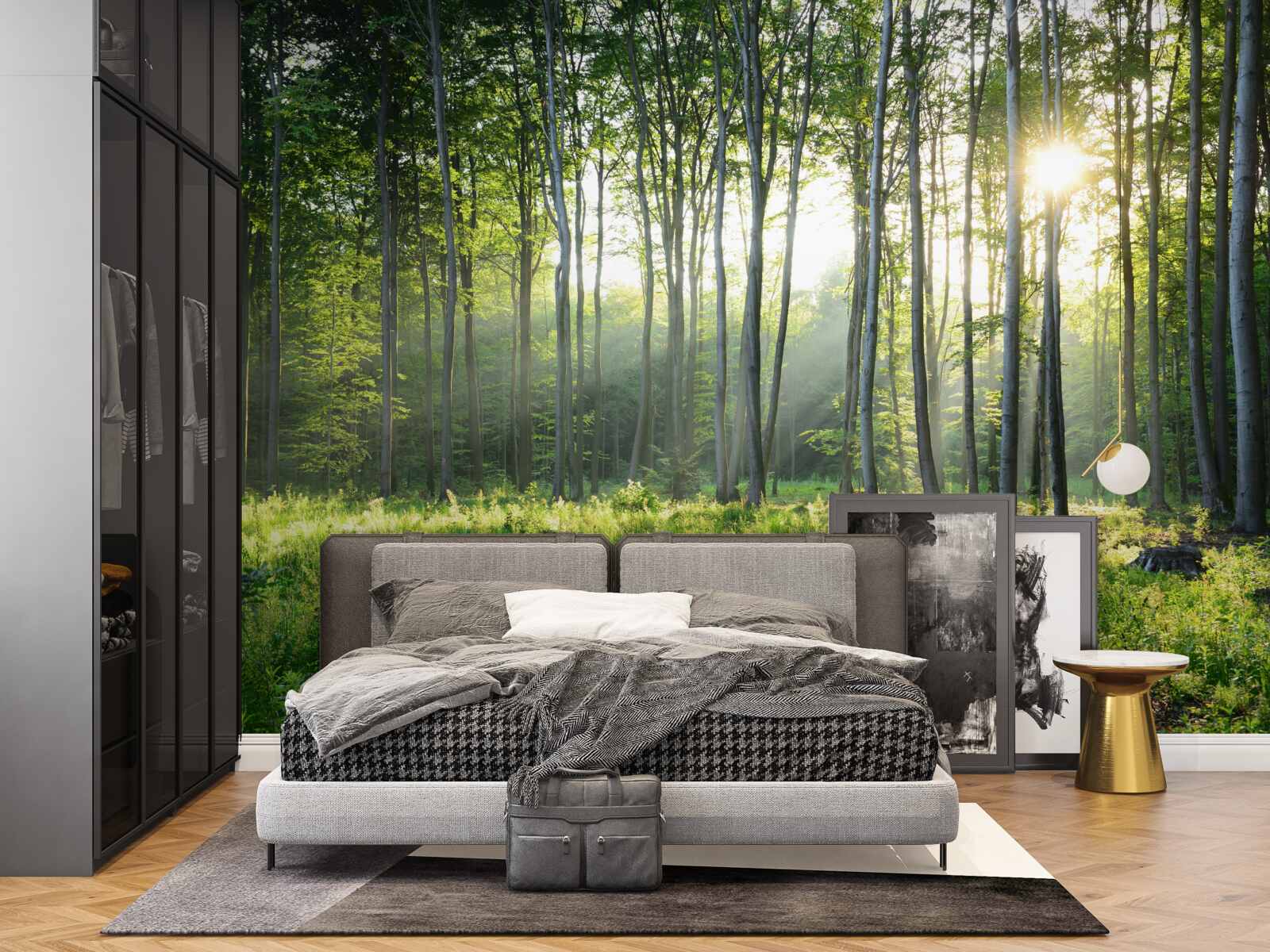 Fototapeta miesto v prírode s výhľadom na ranné slnko v lese