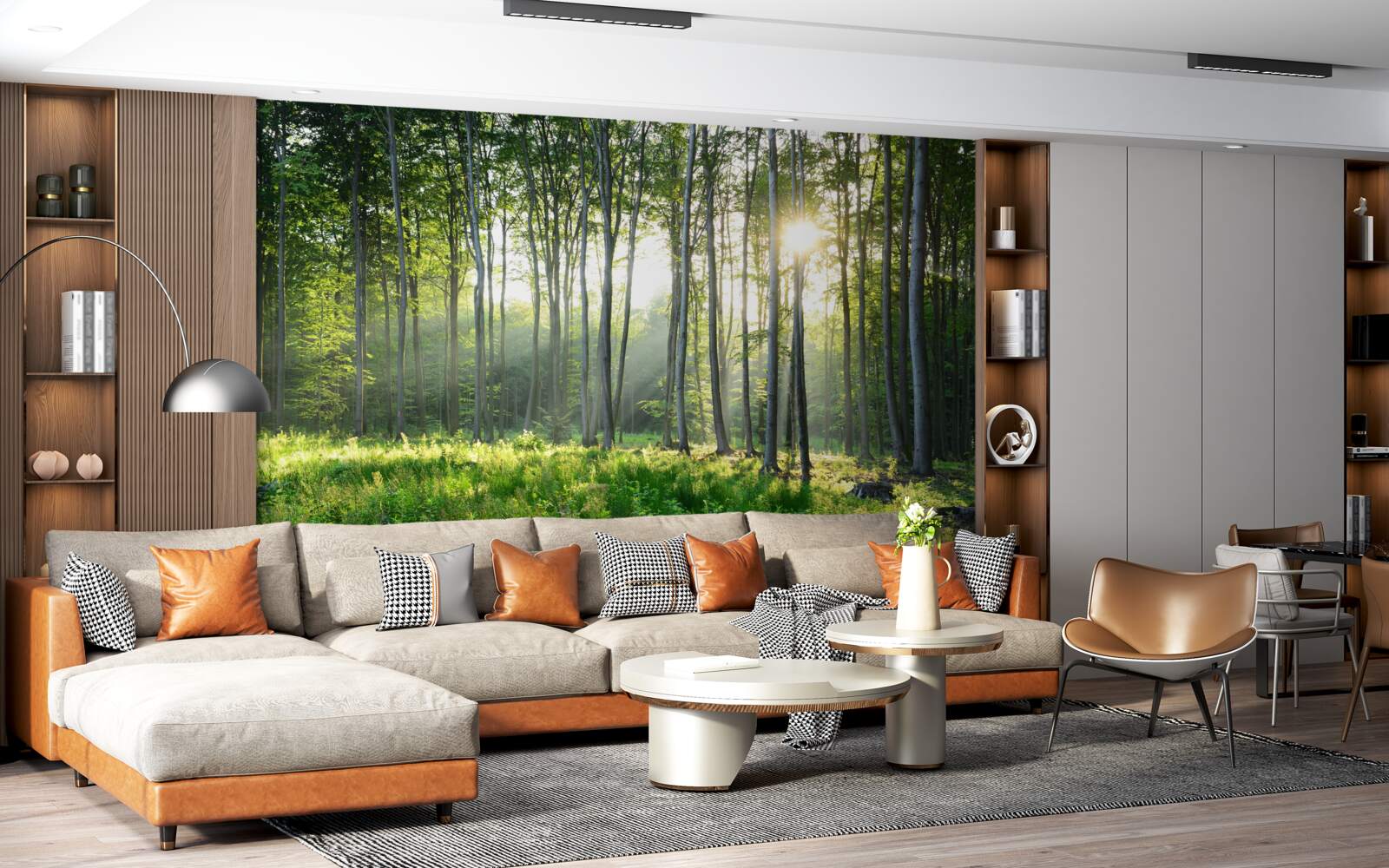 Fototapeta miesto v prírode s výhľadom na ranné slnko v lese