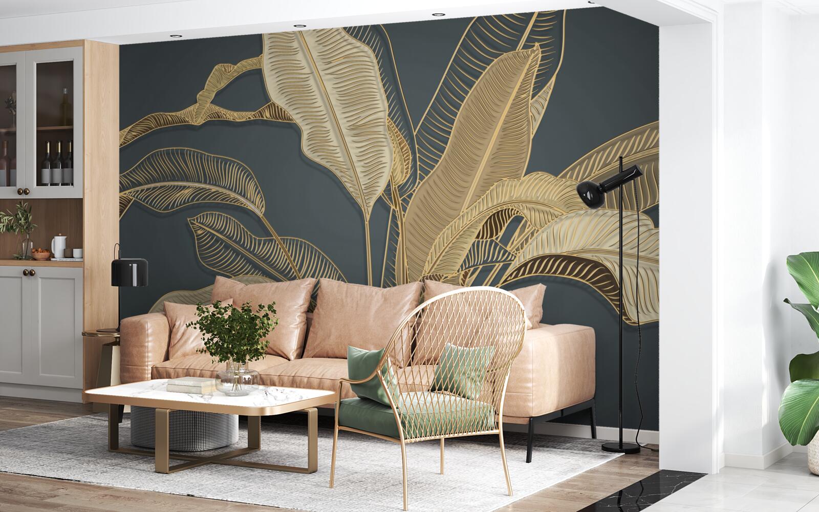 Fototapeta skrútené zlaté listy