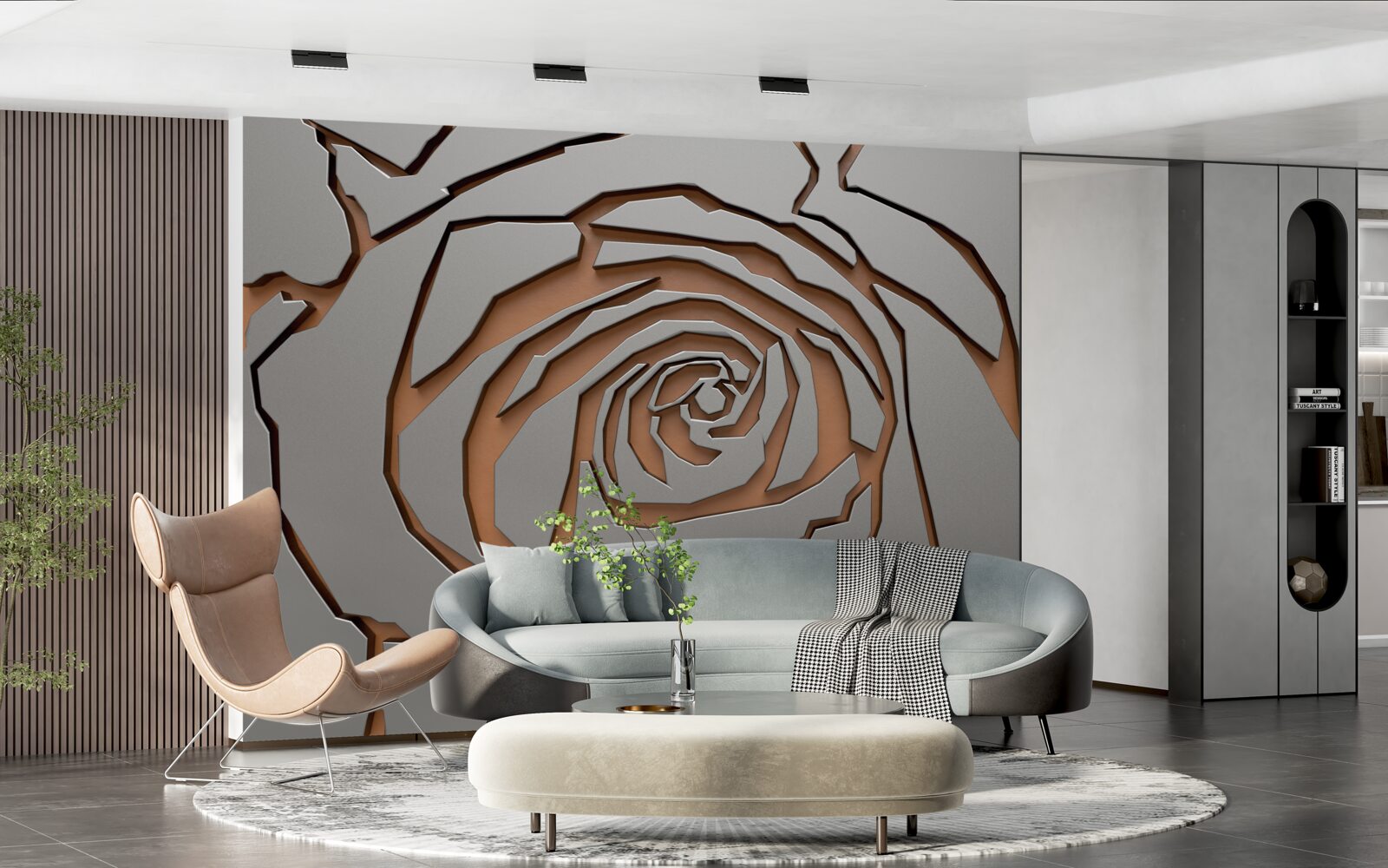 Fototapeta na stene je zvýraznená jedna veľká ruža