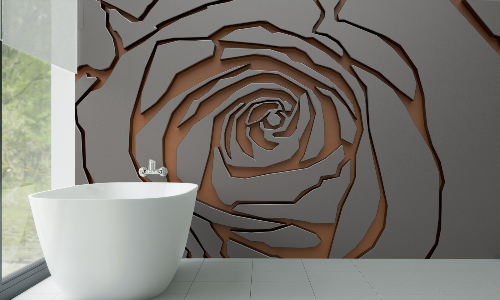 Fototapeta na stene je zvýraznená jedna veľká ruža