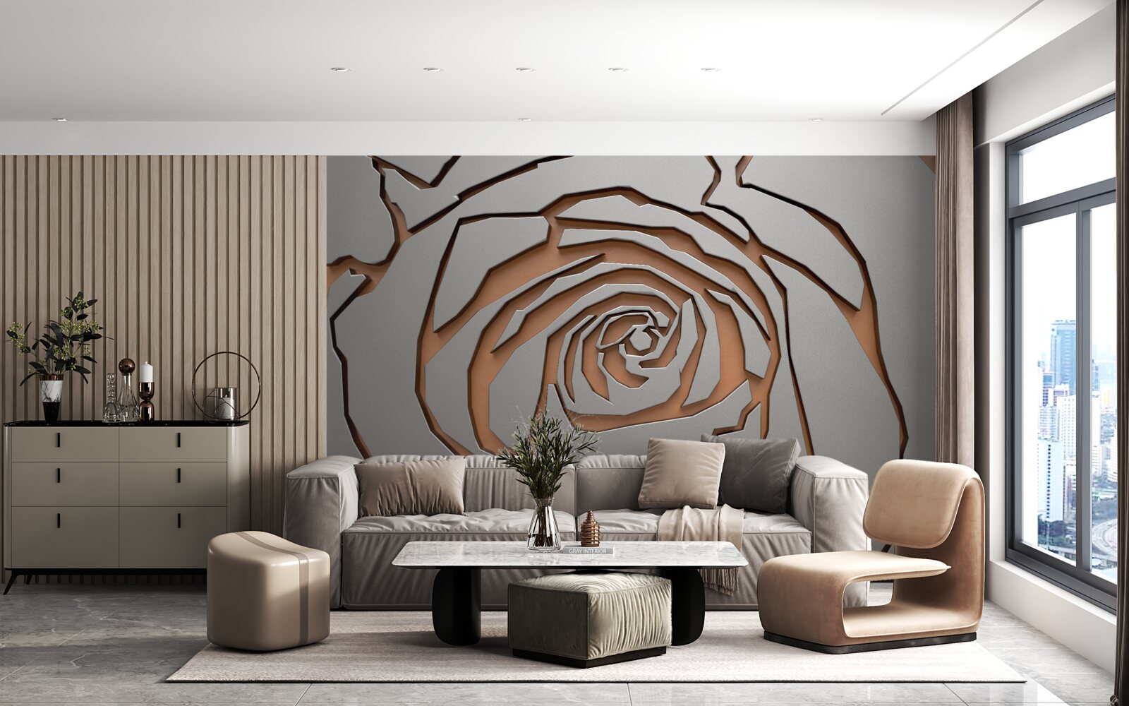 Fototapeta na stene je zvýraznená jedna veľká ruža