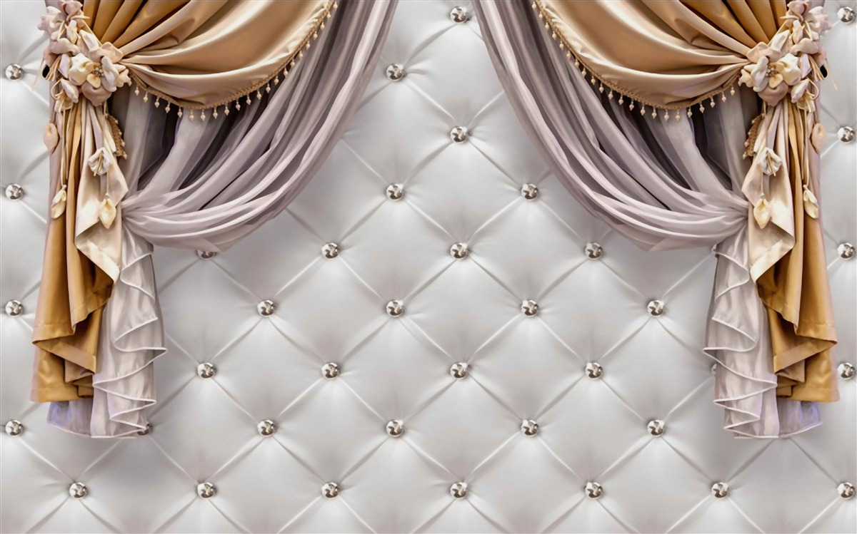 Fototapeta biela prešívaná stena a závesy