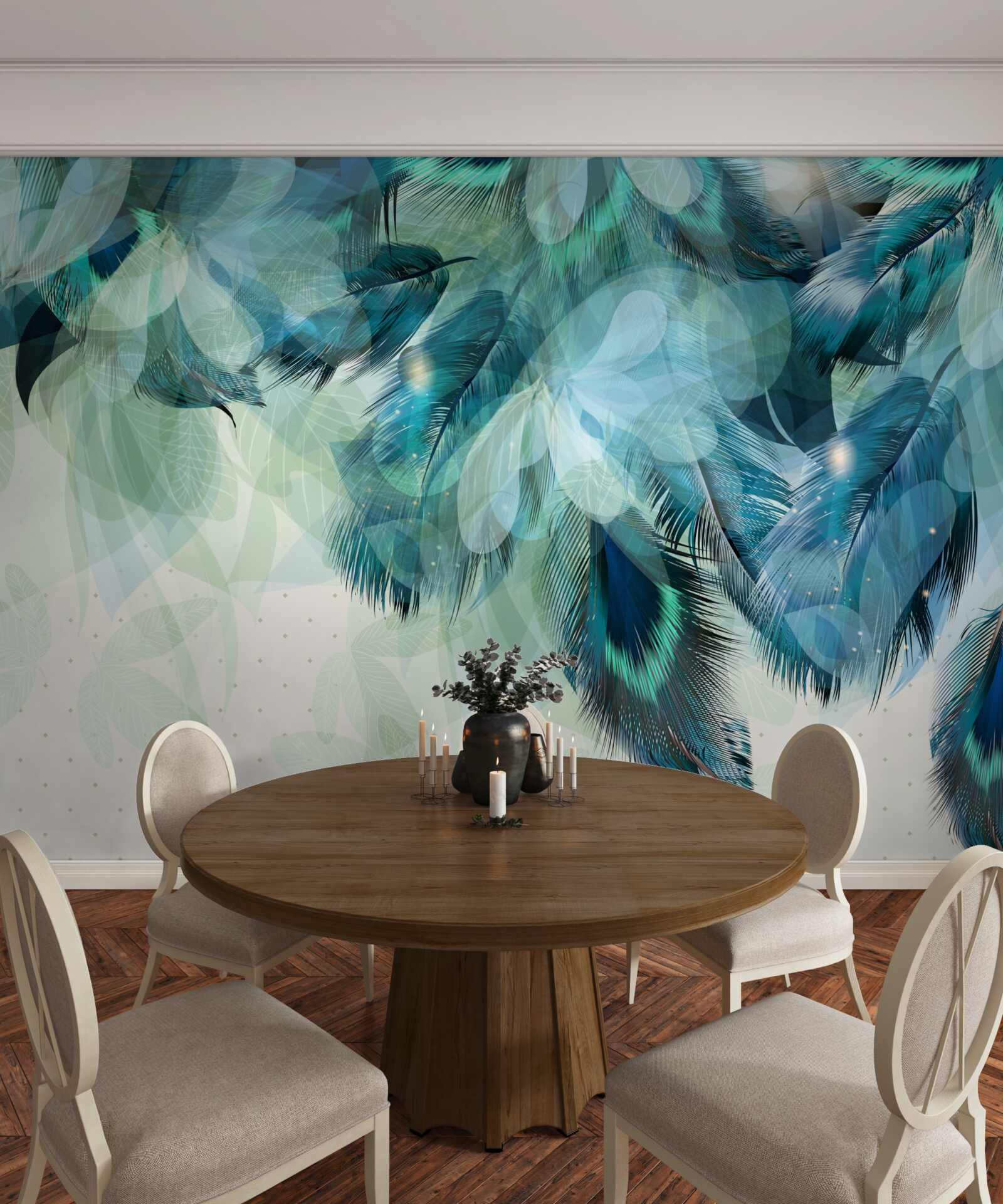 Fototapeta pávie pierka v odtieni tyrkysovej