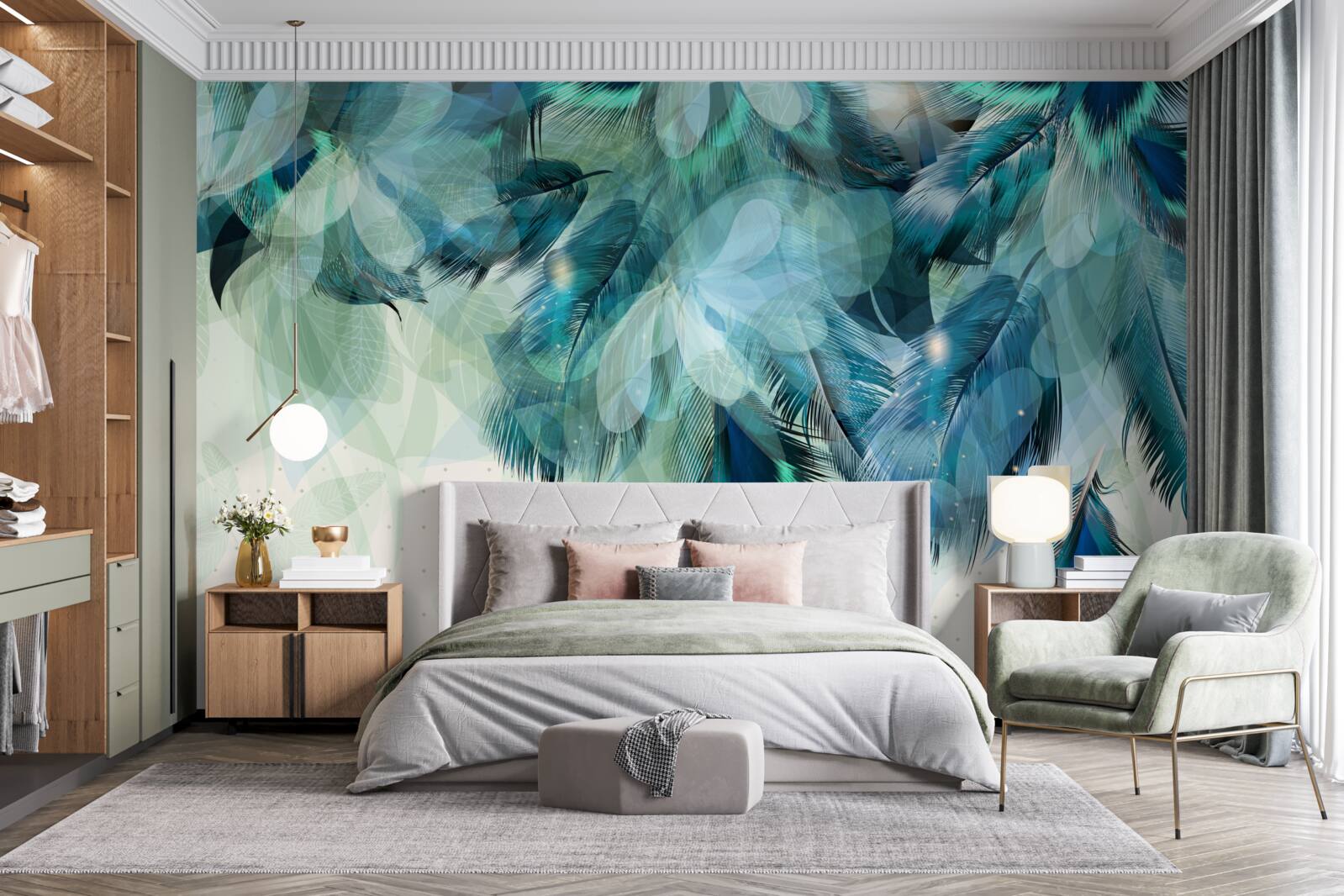 Fototapeta pávie pierka v odtieni tyrkysovej