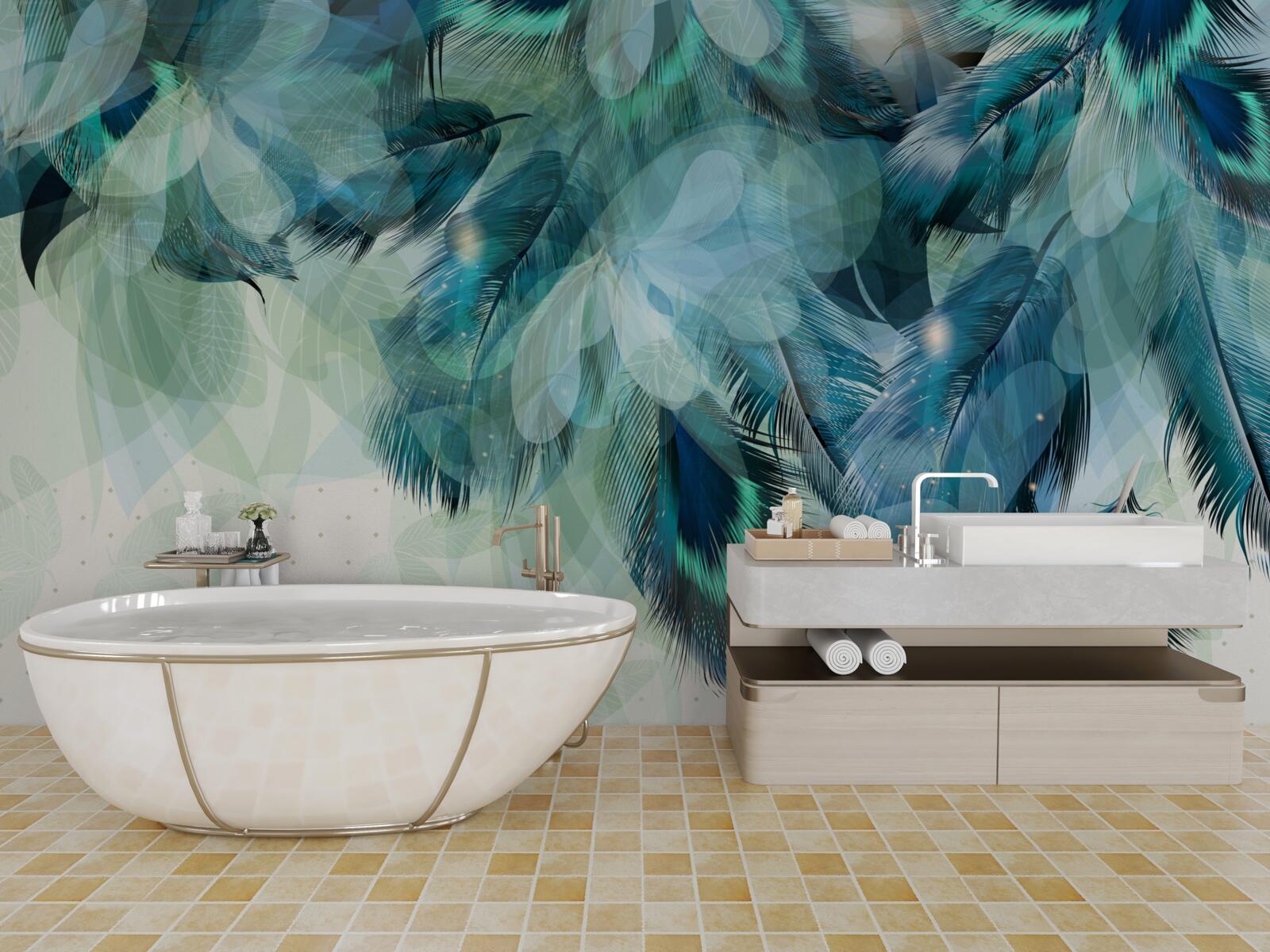 Fototapeta pávie pierka v odtieni tyrkysovej