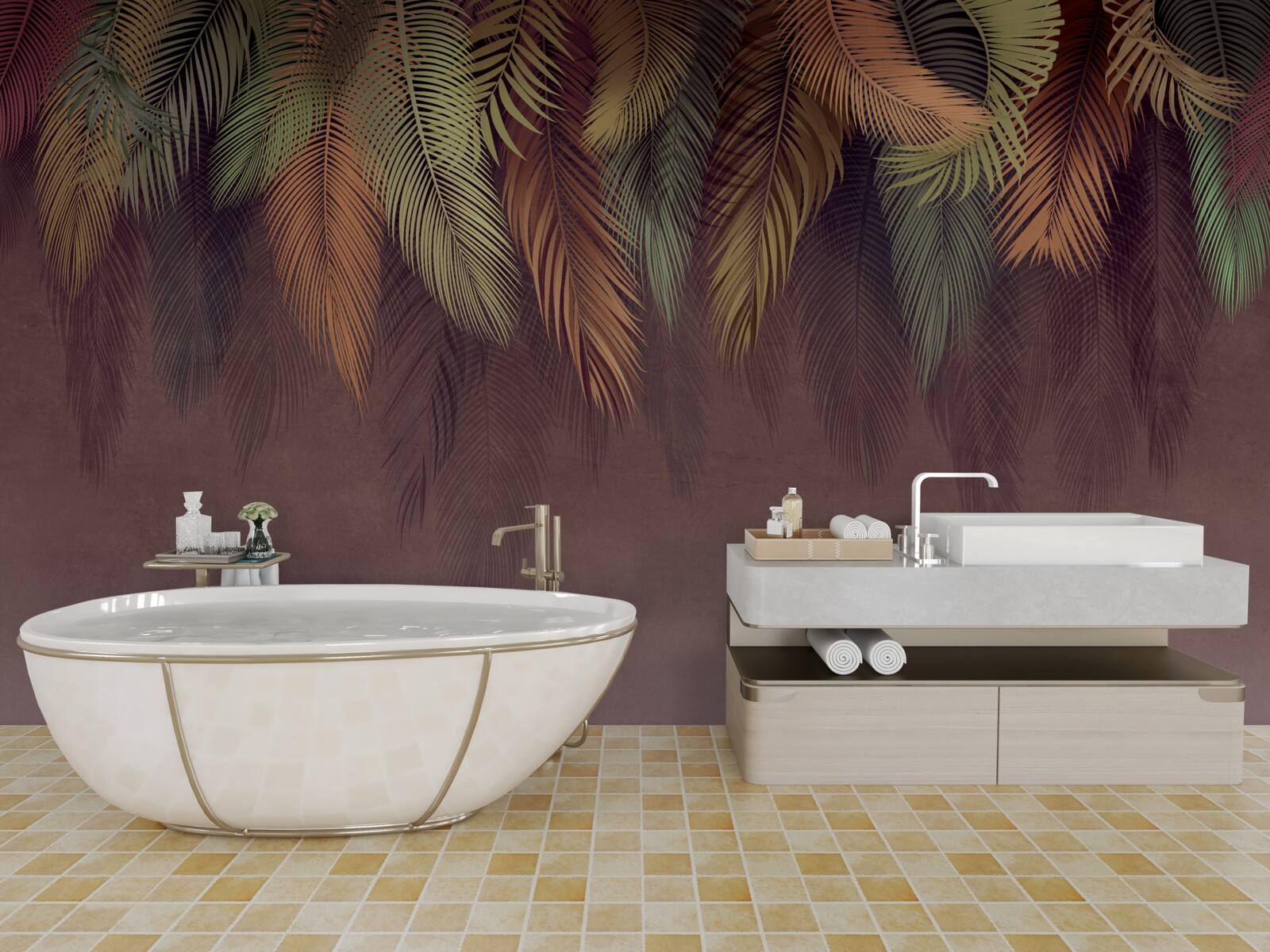 Fototapeta pierka rôznych farieb visia dole