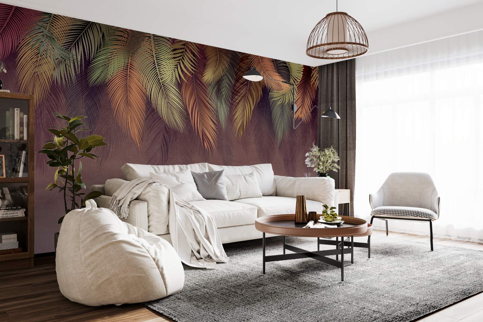 Fototapeta pierka rôznych farieb visia dole