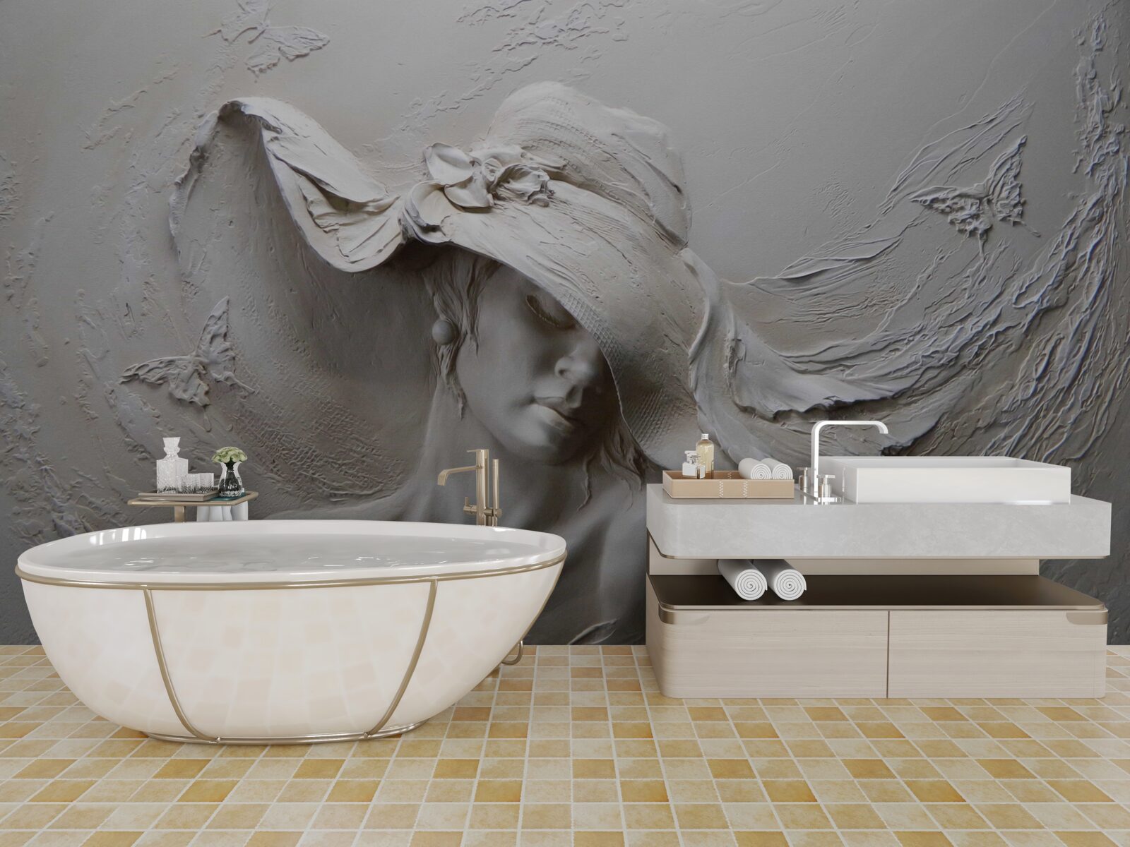 Fototapeta na stene je vyrezaný obraz dievčaťa v klobúku