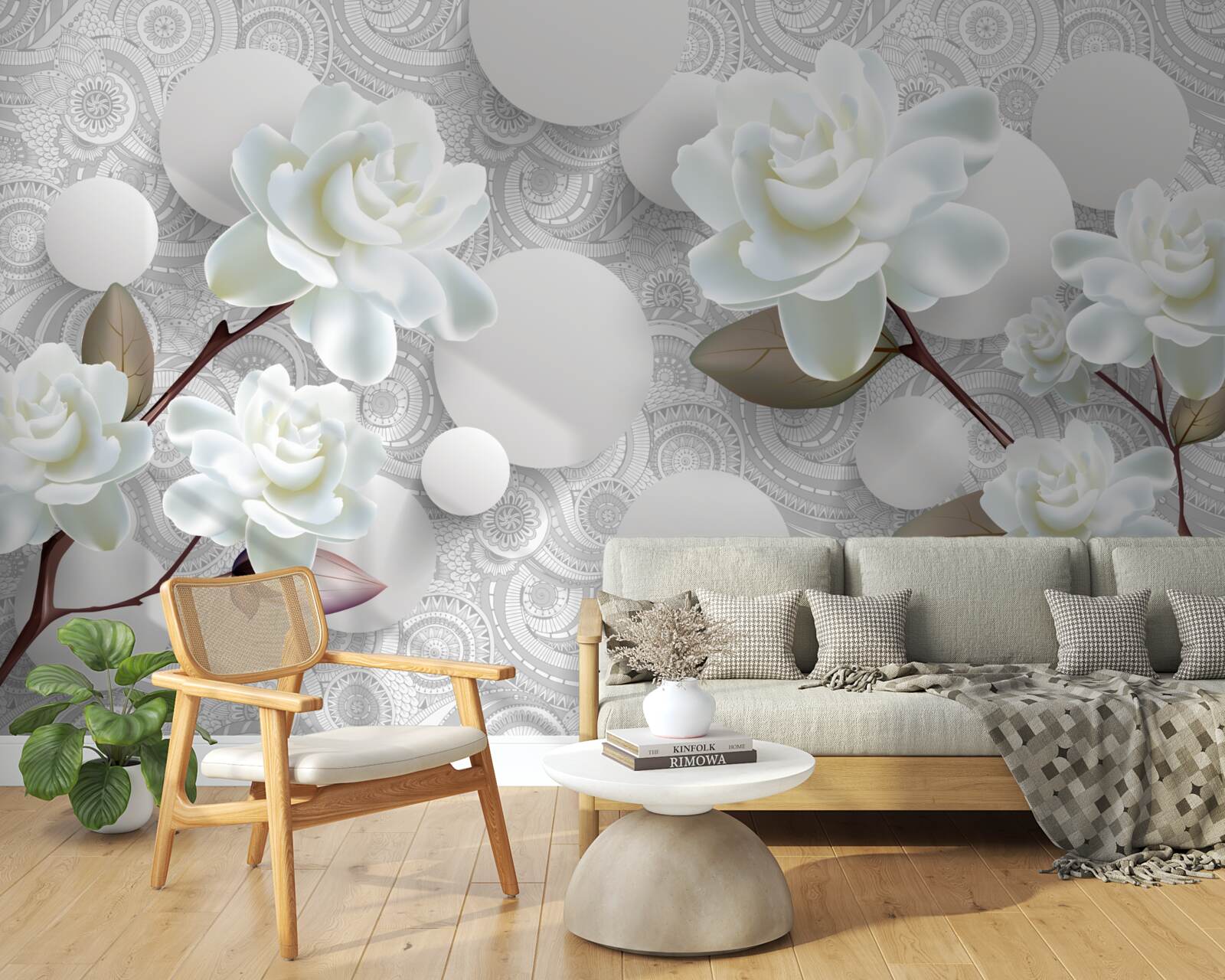 Fototapeta kruhy a snehobiele ruže