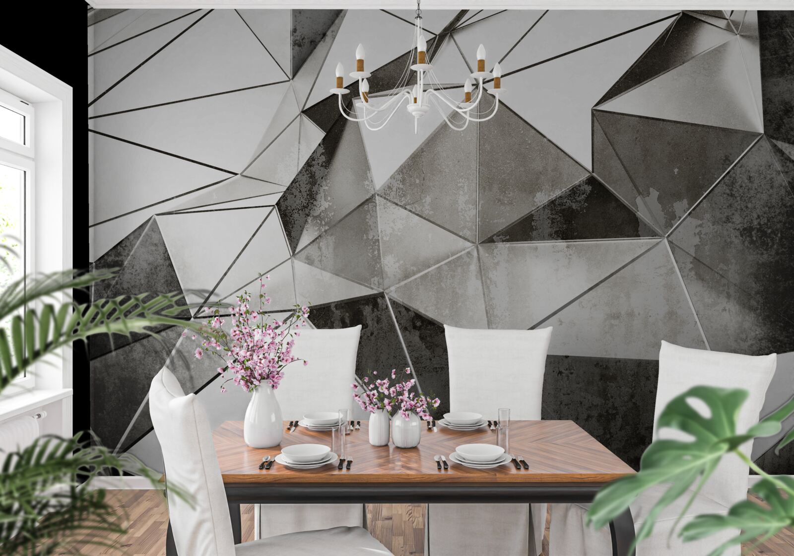 Fototapeta abstraktné čierne a biele pozadie v geometrickom štýle