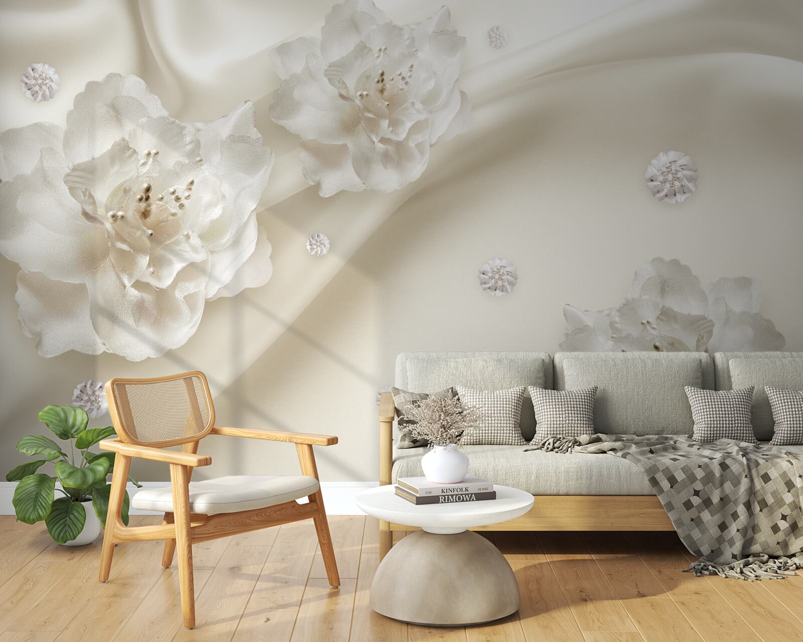 Fototapeta na látke sú jemné biele ružičky