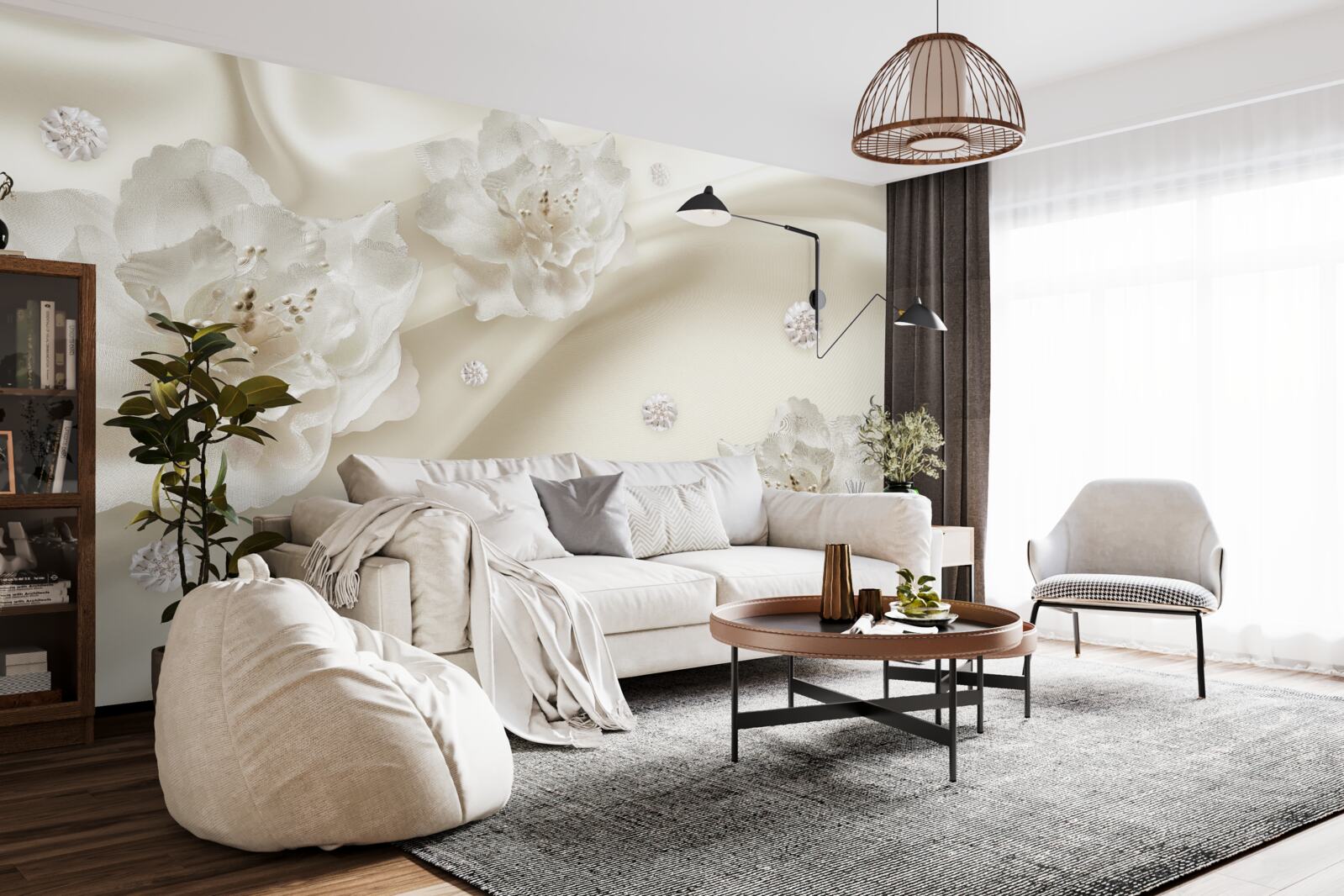 Fototapeta na látke sú jemné biele ružičky