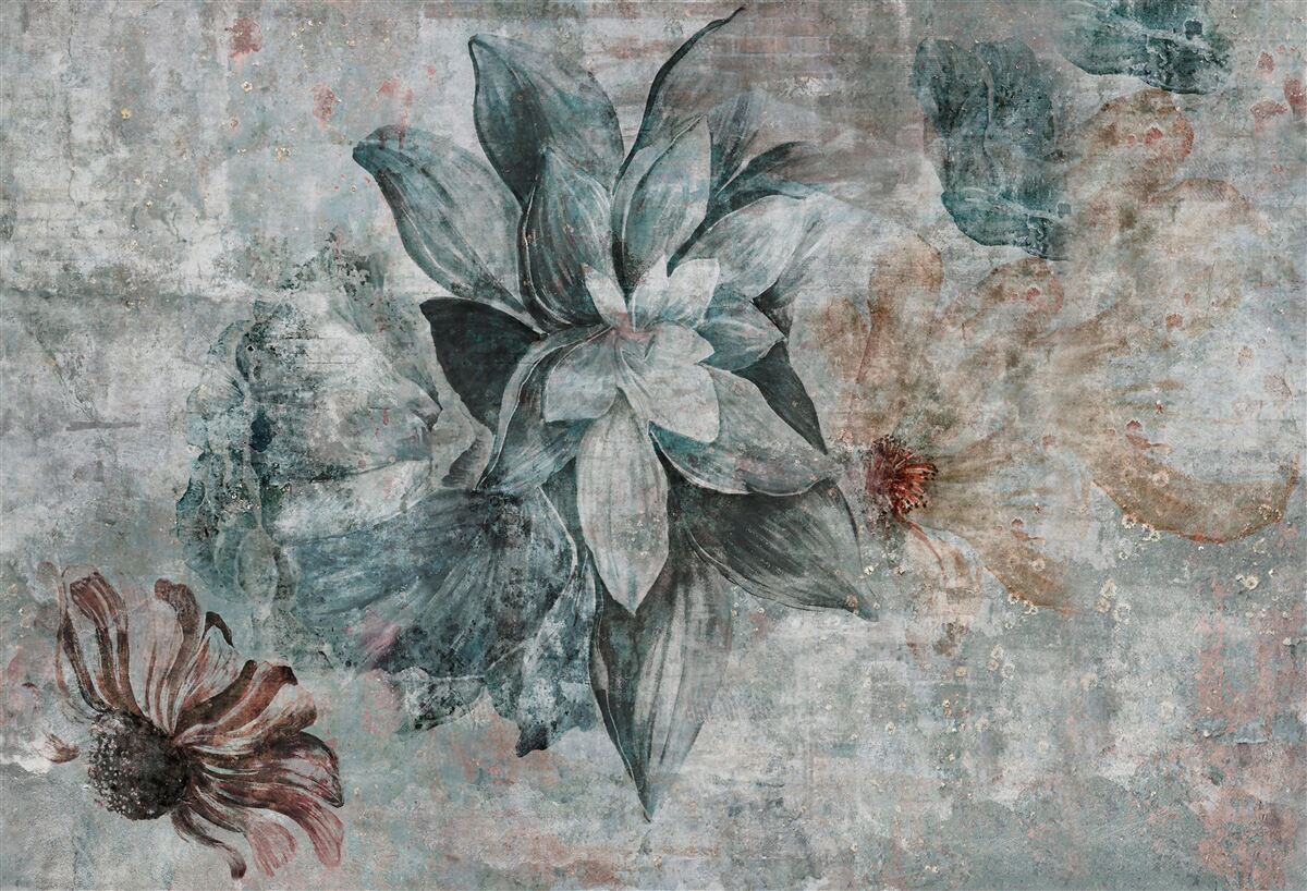 Fototapeta kvitnúce rastliny na betónovej bariére