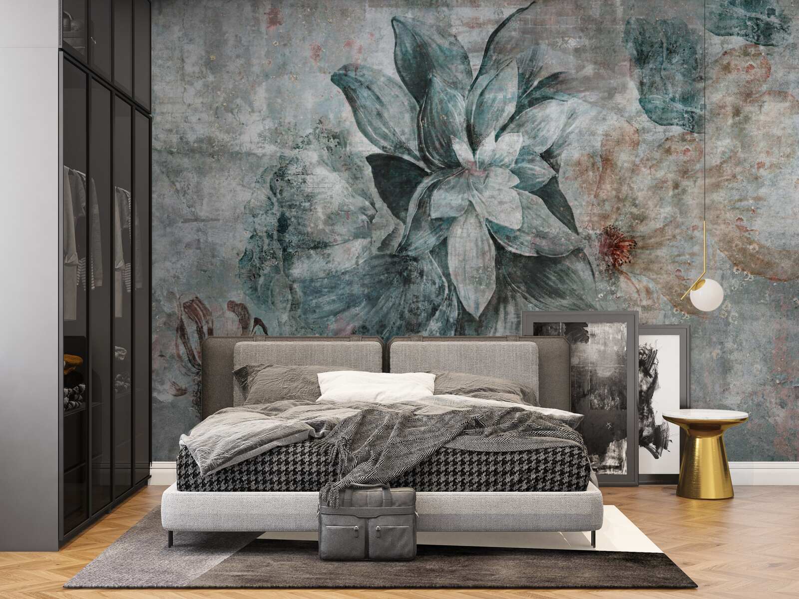 Fototapeta kvitnúce rastliny na betónovej bariére