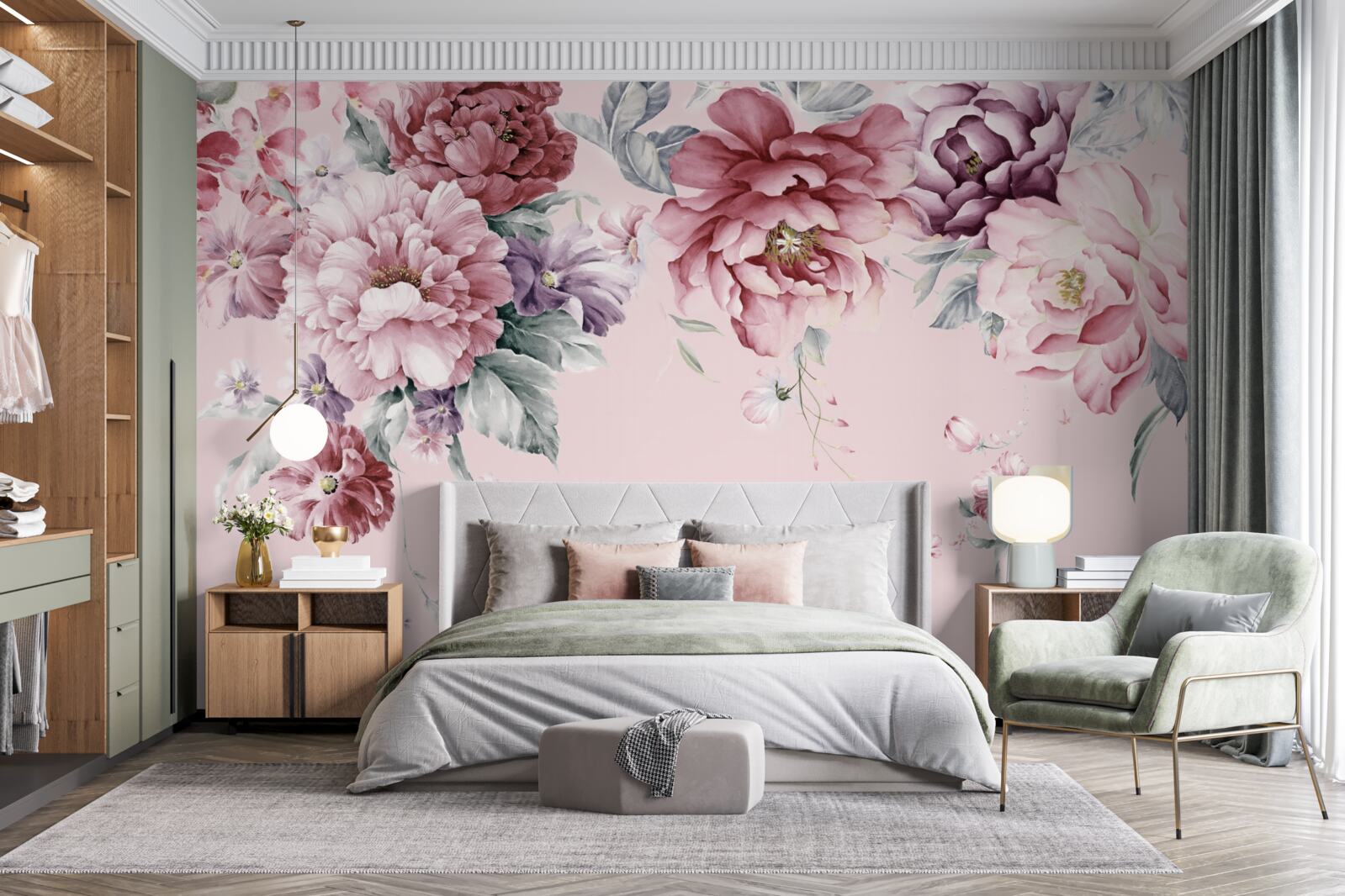 Fototapeta rôzne ružové kvety