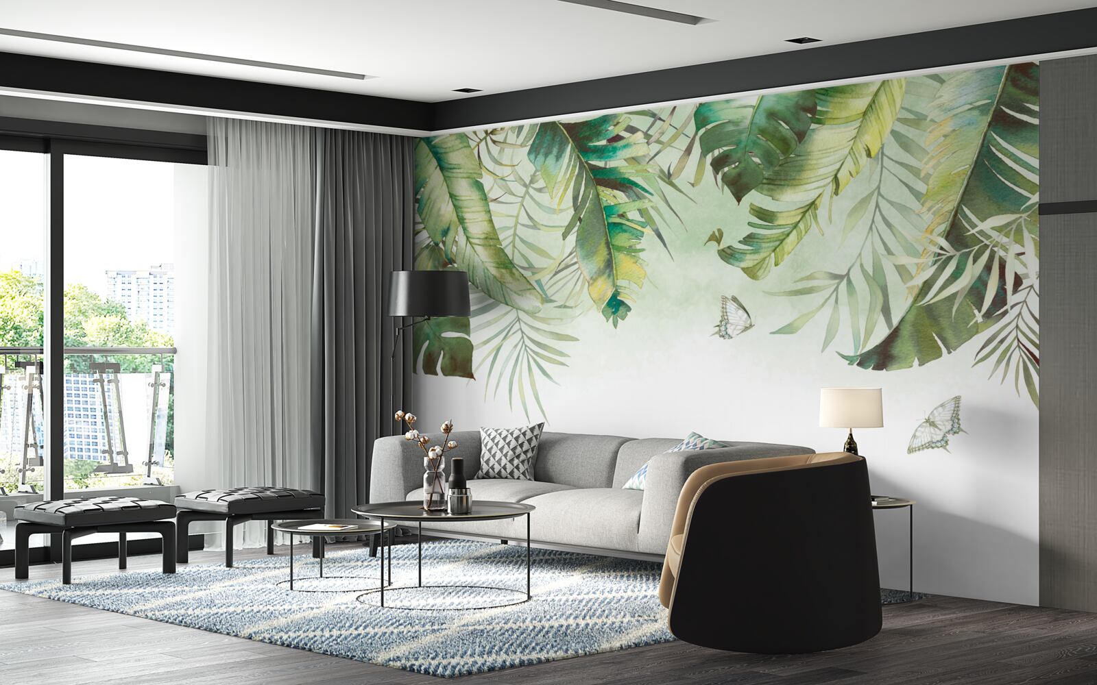 Fototapeta Lepidoptera medzi tropickými listami