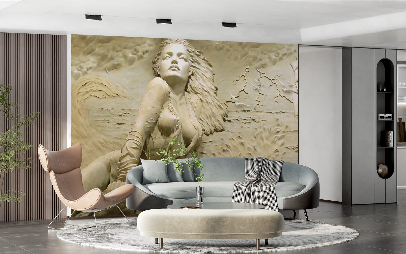 Fototapeta neďaleko je dievča s rozpustenými vlasmi a plachtou