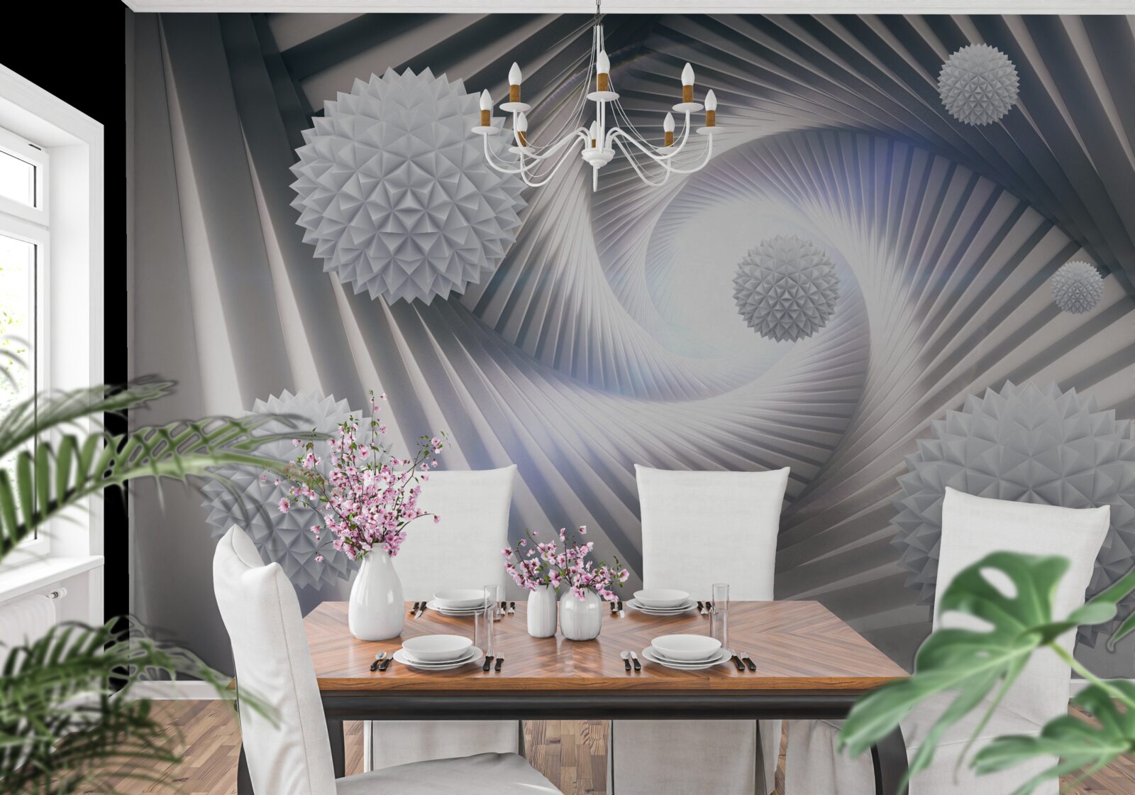 Fototapeta biele gule a abstraktné špirály