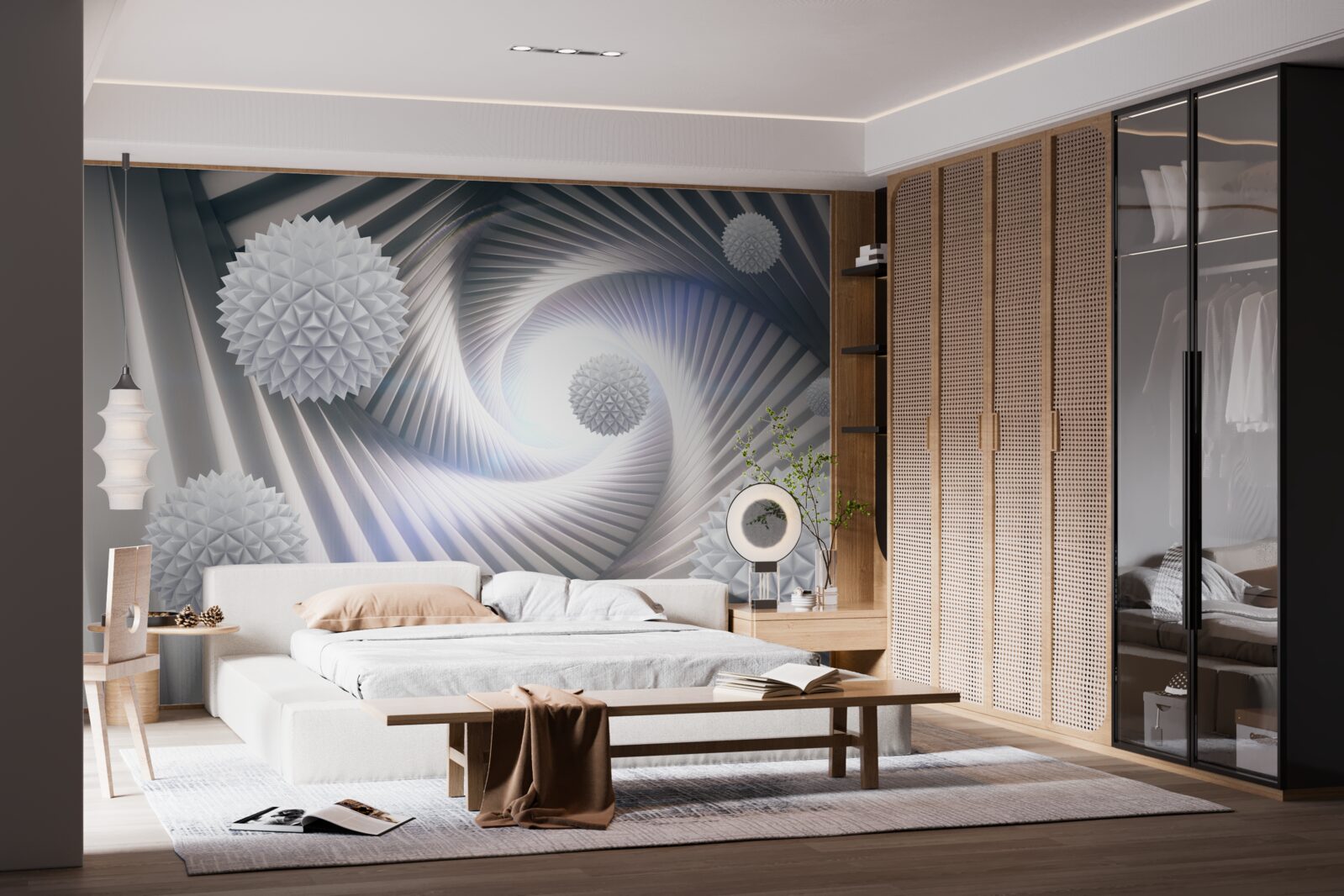 Fototapeta biele gule a abstraktné špirály