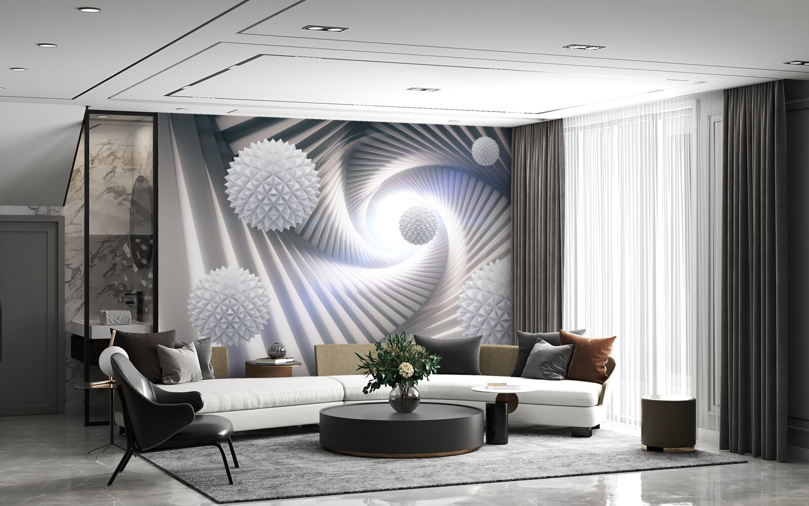 Fototapeta biele gule a abstraktné špirály