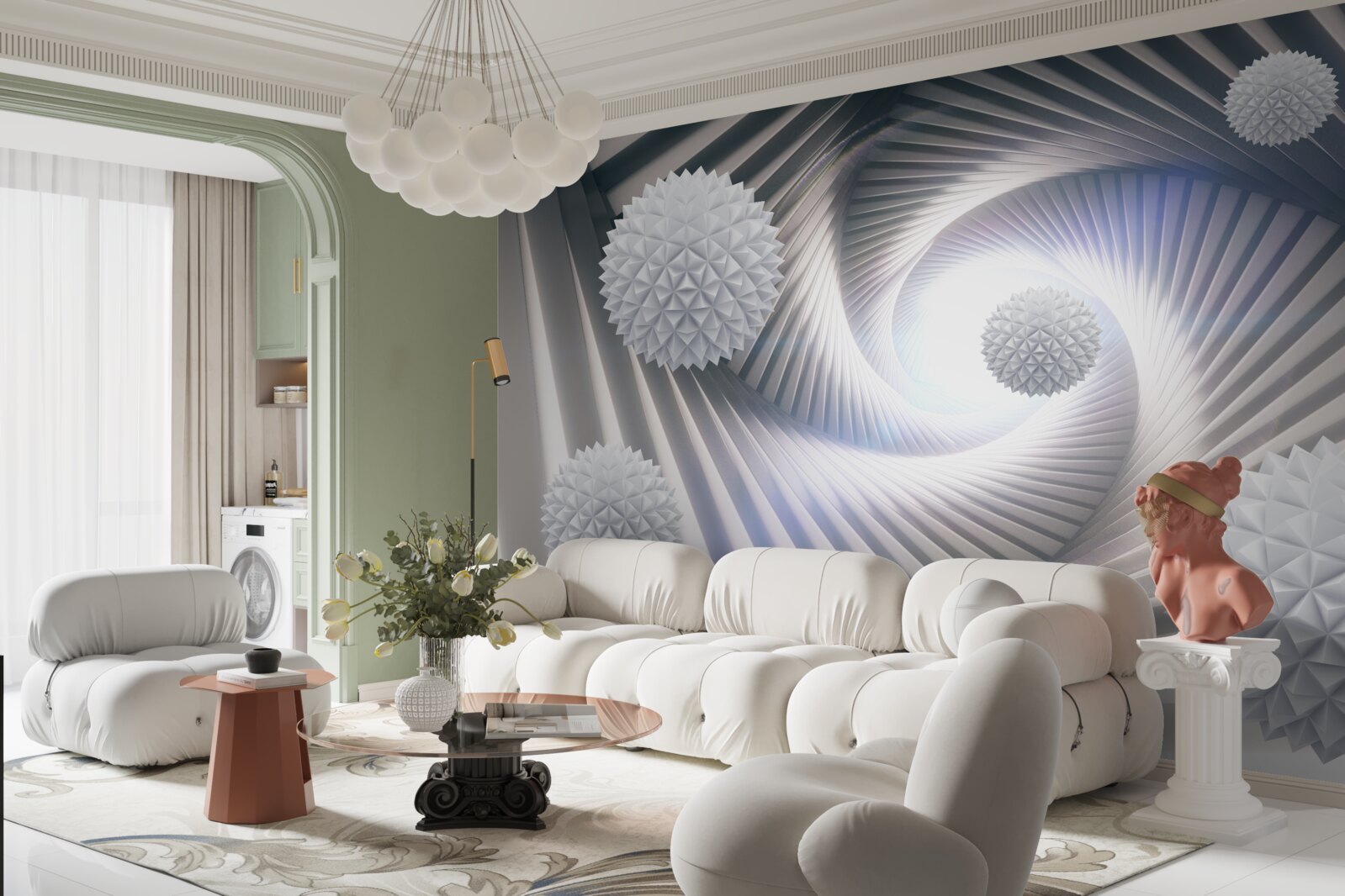 Fototapeta biele gule a abstraktné špirály