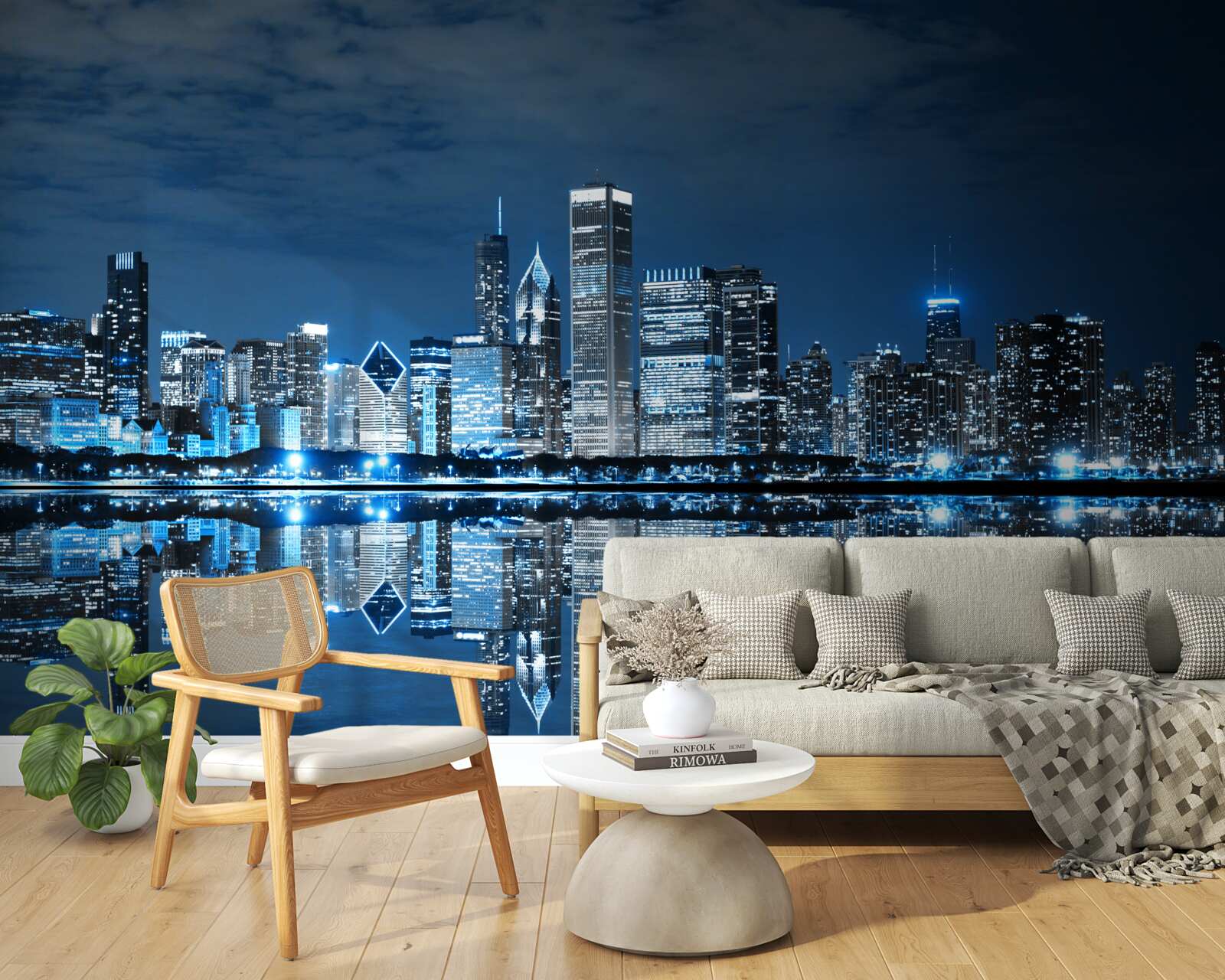 Fototapeta zobrazovanie svetiel nočného mesta vo vode