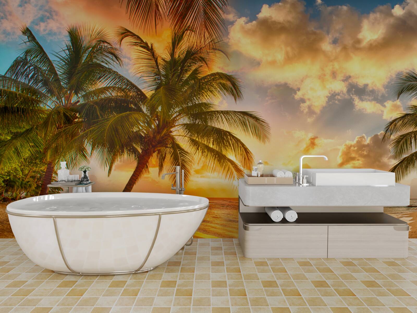 Fototapeta Svetlo západu slnka na ostrove