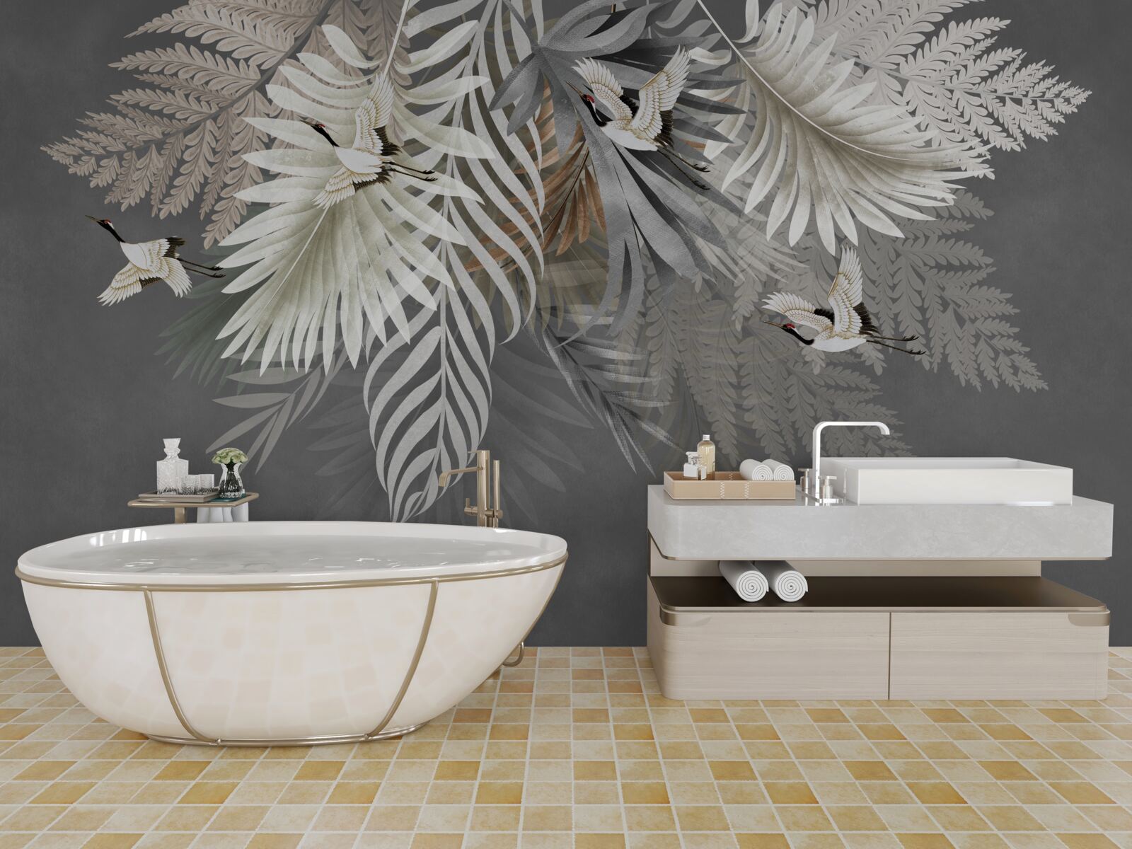 Fototapeta obrovské listy a pernaté tvory