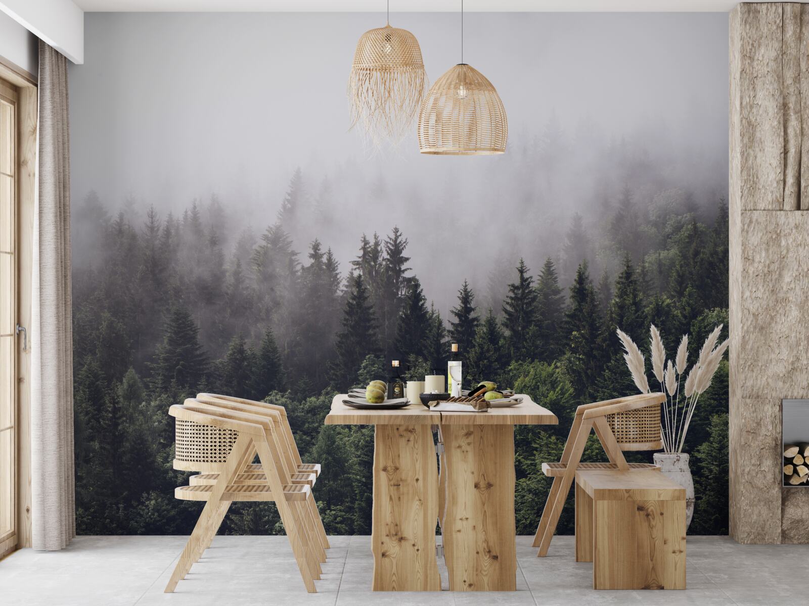 Fototapeta panoramatický letecký pohľad na hmlový les