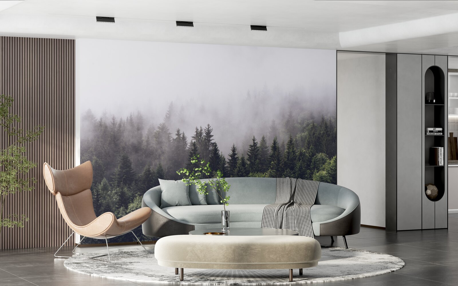 Fototapeta panoramatický letecký pohľad na hmlový les