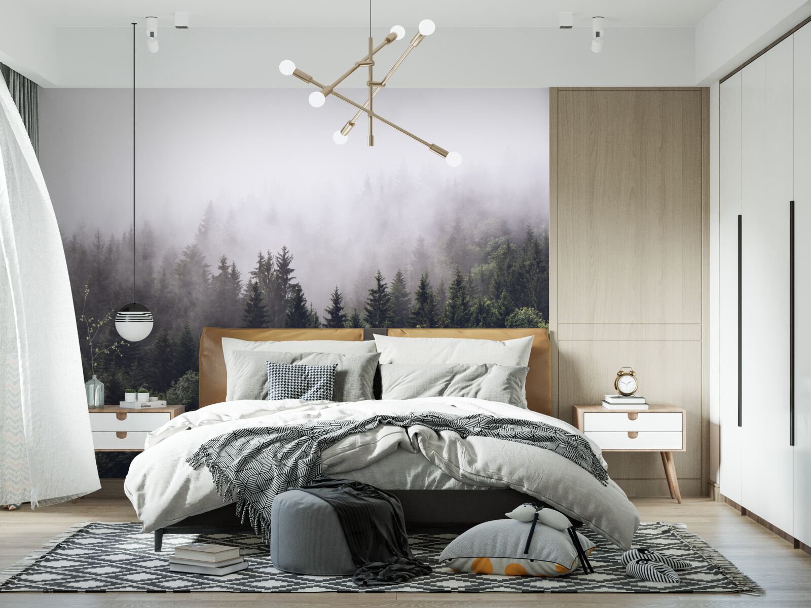 Fototapeta panoramatický letecký pohľad na hmlový les