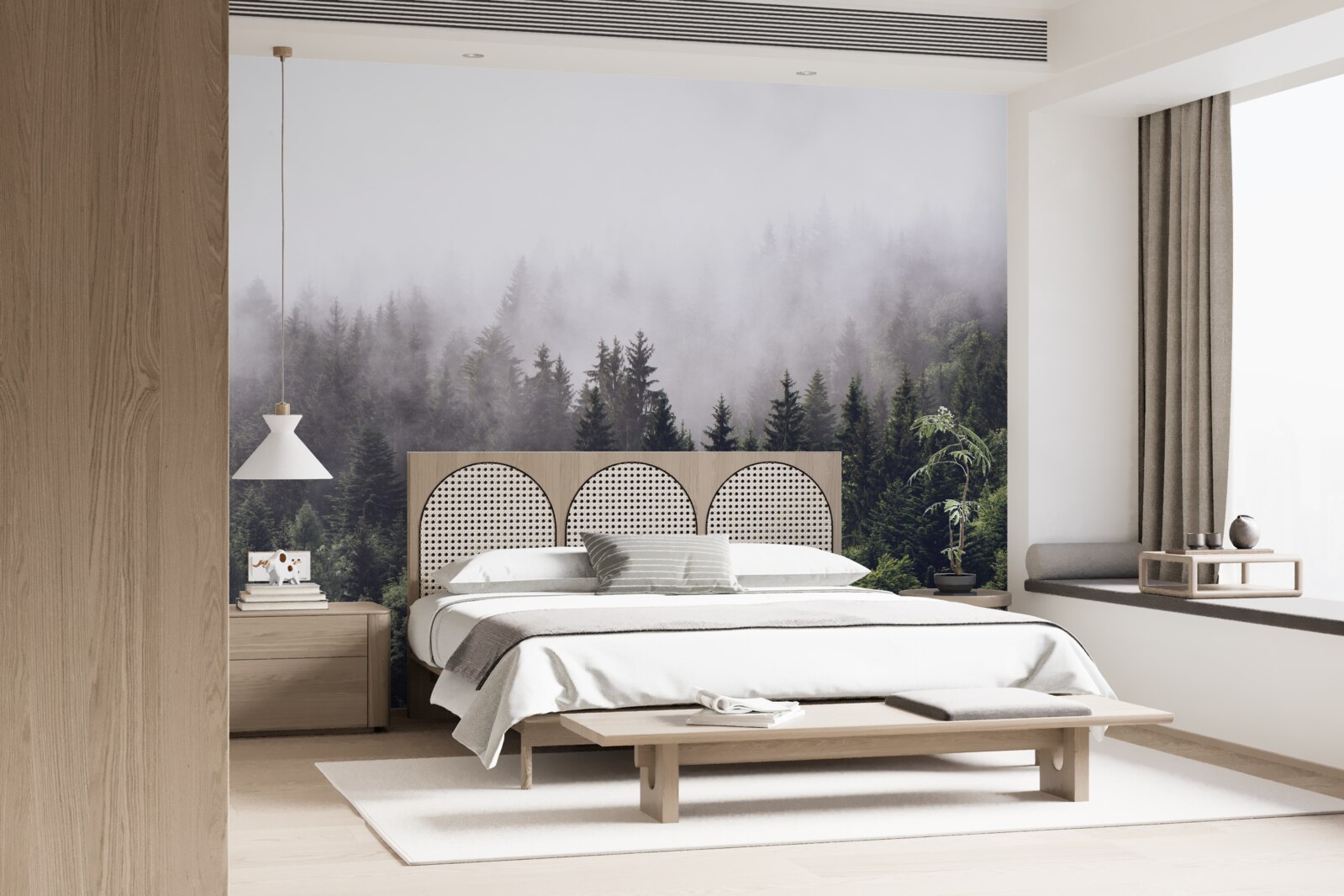 Fototapeta panoramatický letecký pohľad na hmlový les