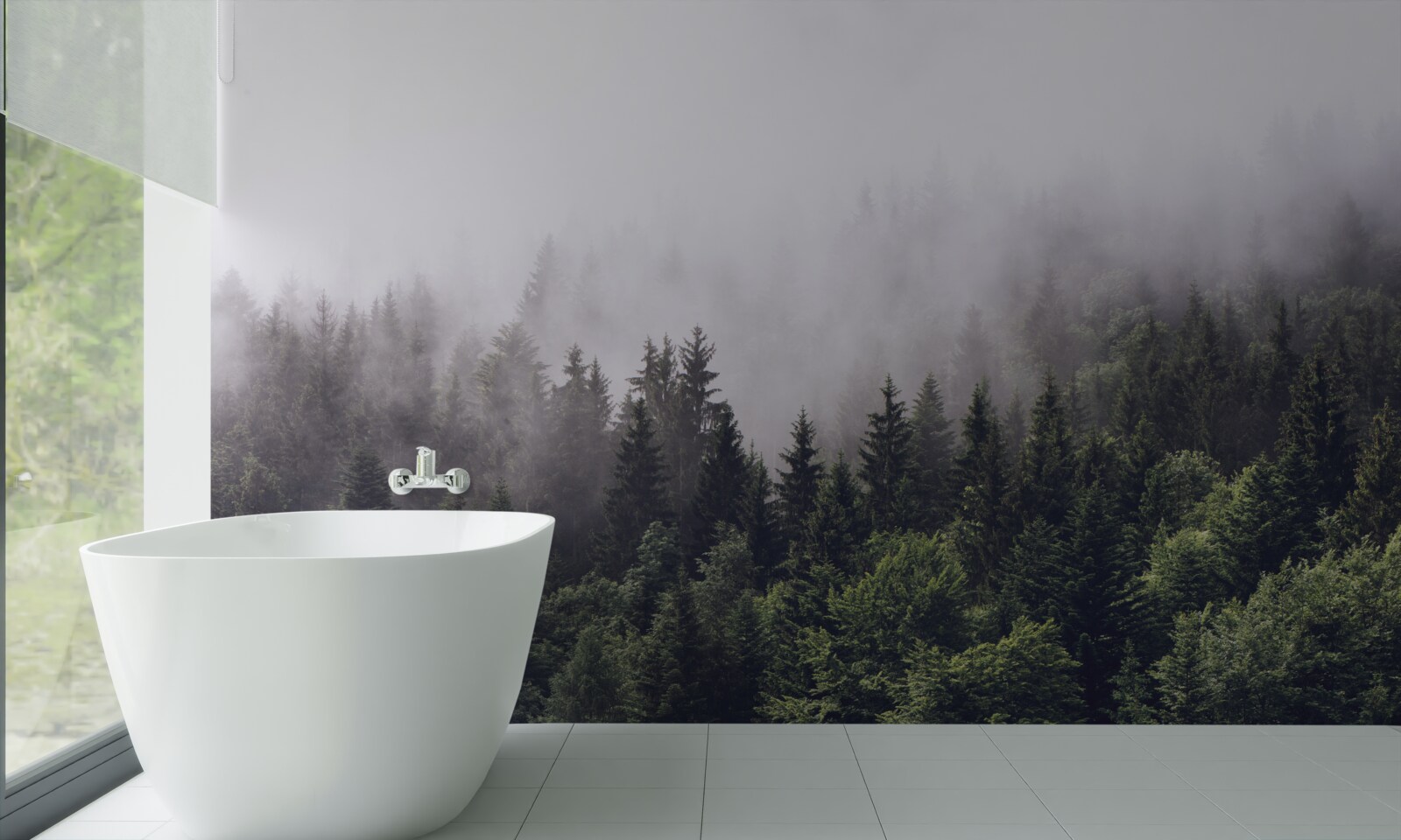 Fototapeta panoramatický letecký pohľad na hmlový les