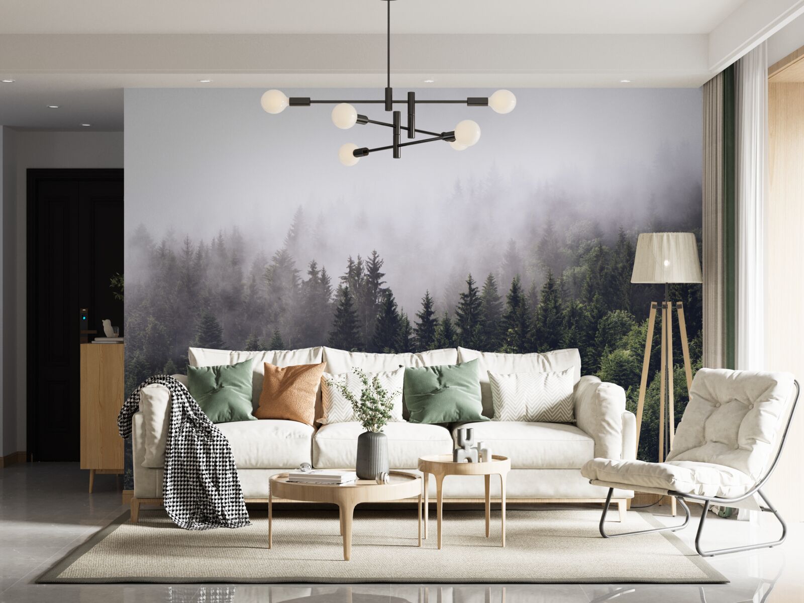 Fototapeta panoramatický letecký pohľad na hmlový les