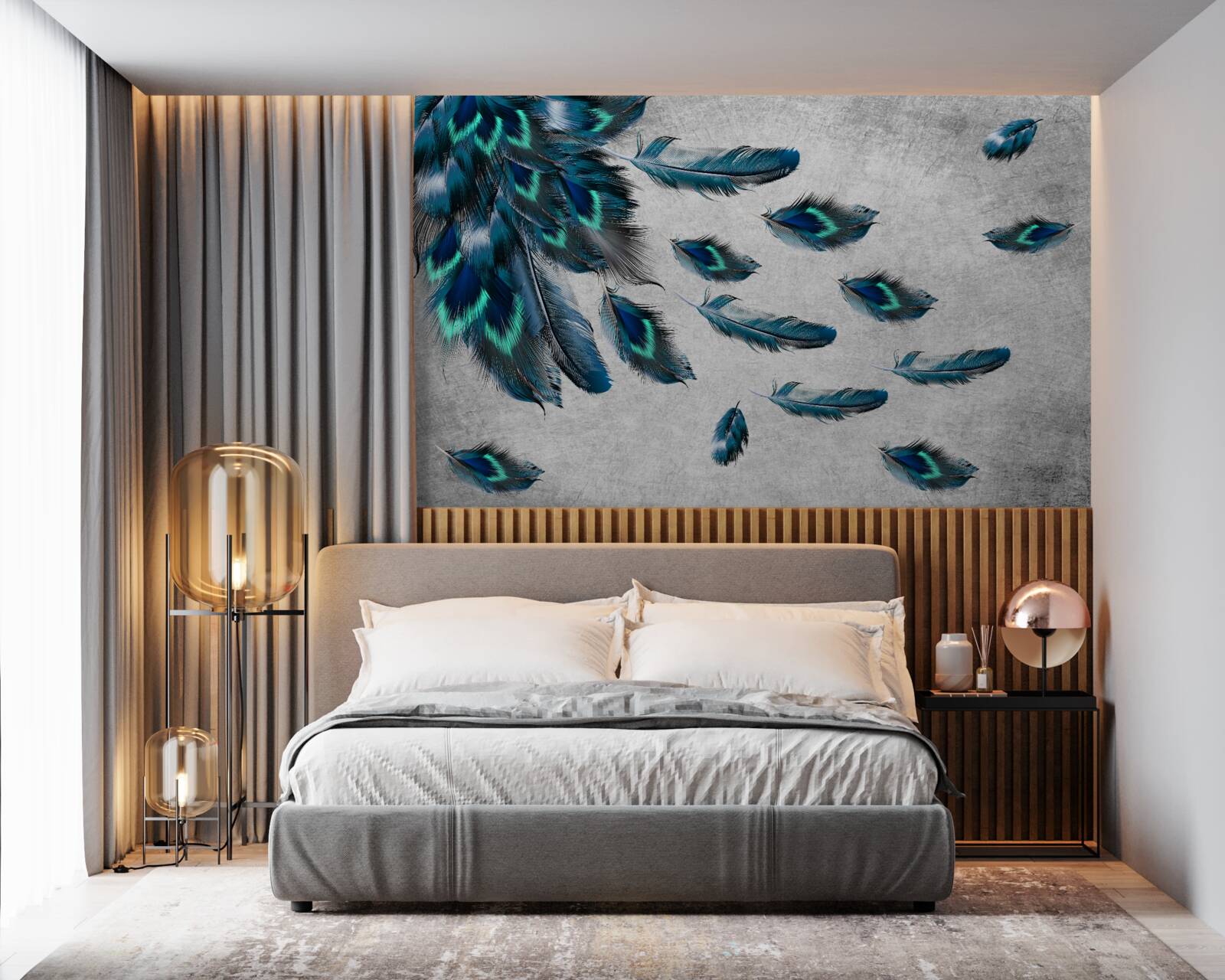 Fototapeta pávie perá, ktoré odlietajú